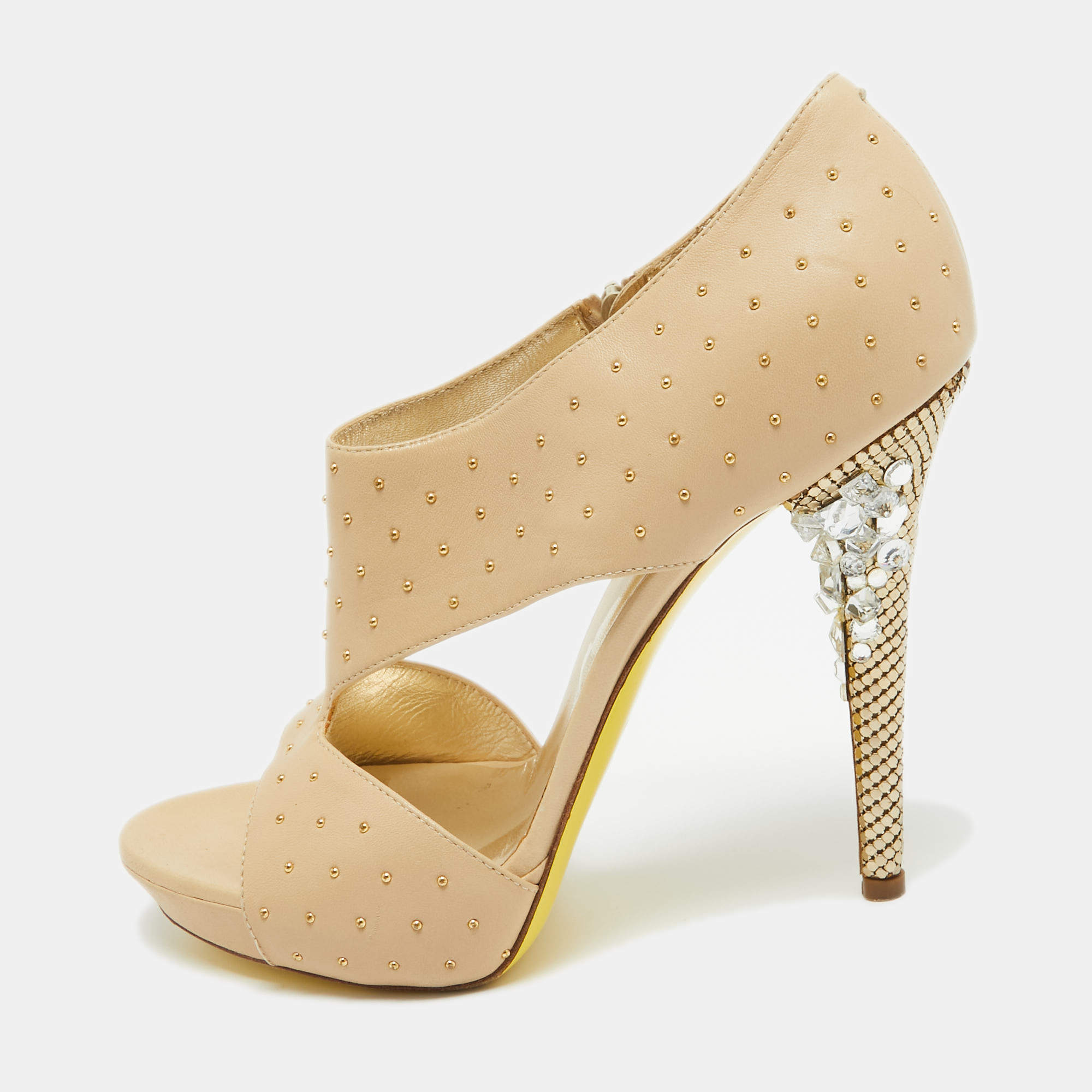 Versace Beige Leather Open Toe Sandals Size 41   