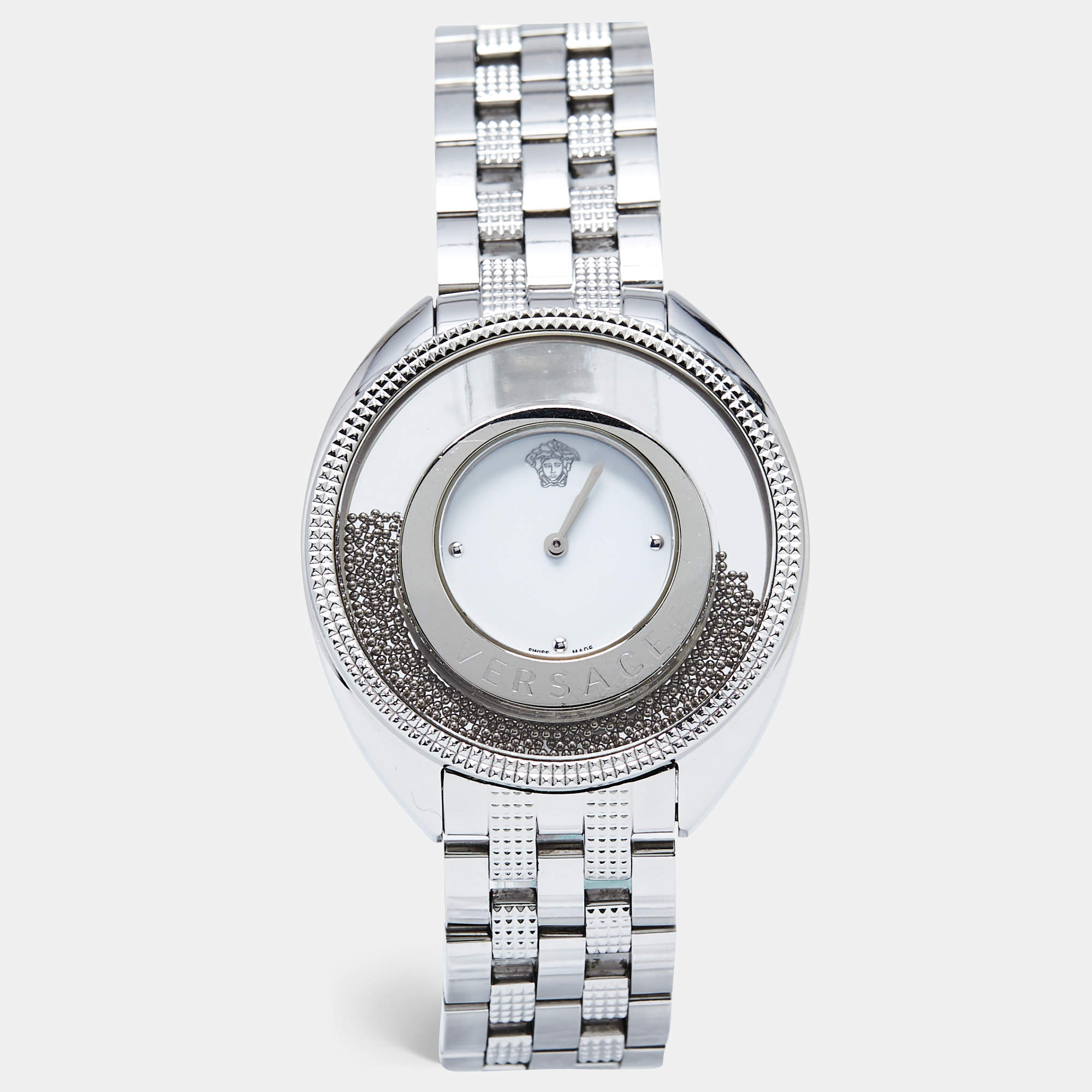 Pre Owned Versace White Stainless Steel Destiny Spirit 86Q99D002-S099 Women's Wristwatch 39 mm