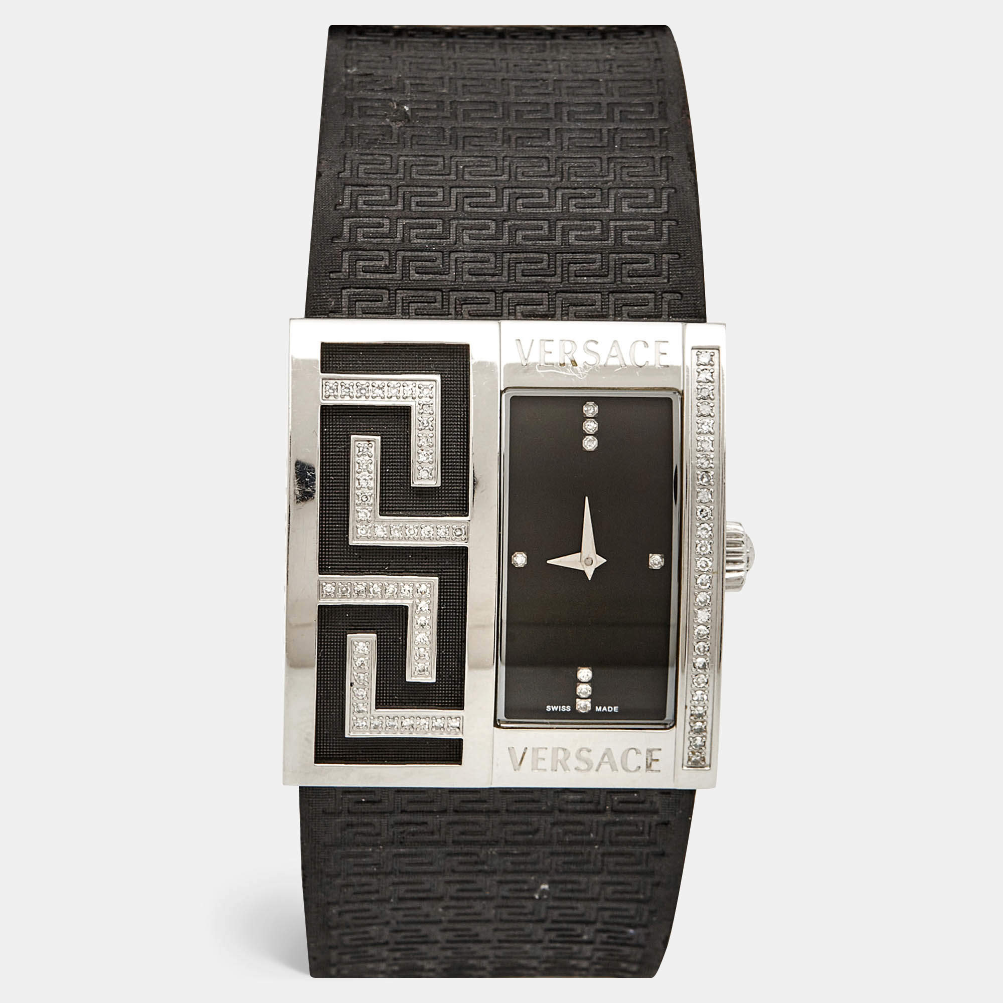 Versace Black Diamonds Stainless Steel Leather  V-Greca 64Q91F Women's Wristwatch 36 mm