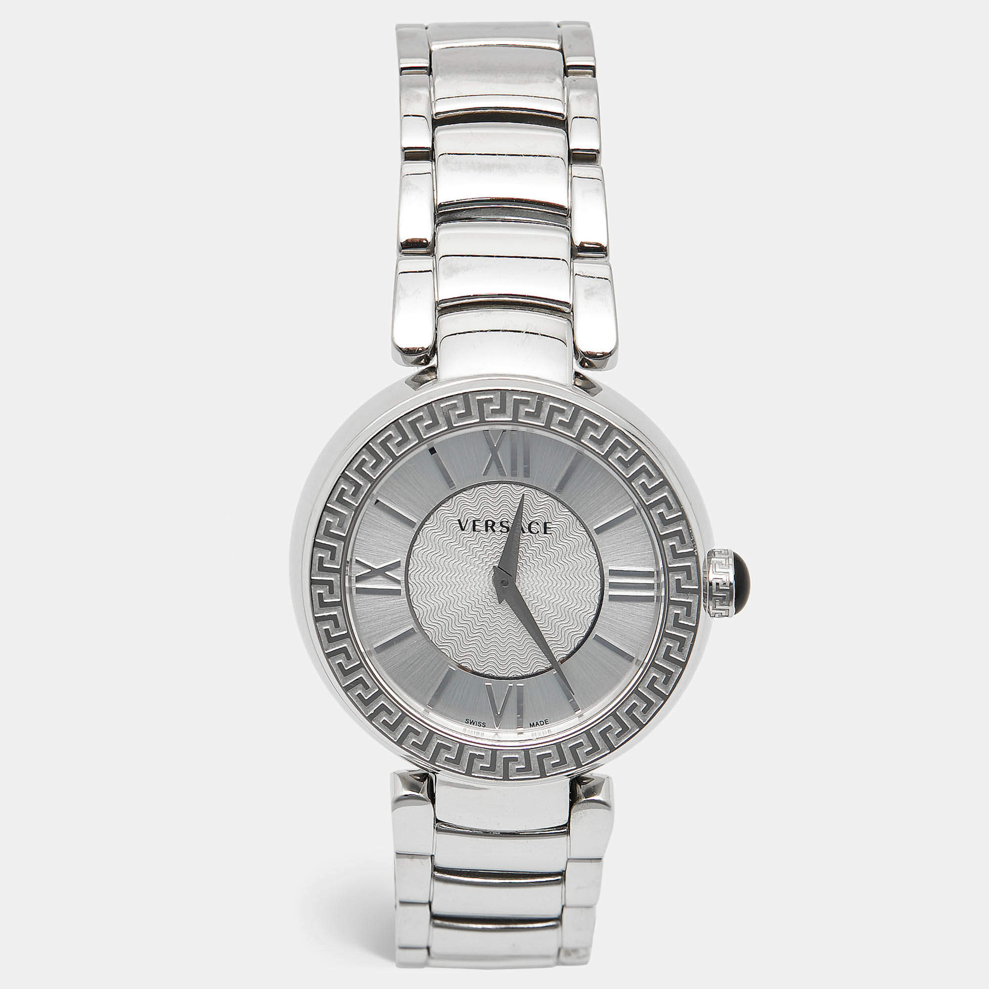 Pre Owned Versace Silver Dial Stainless Steel Leda VNC030014 Women's Wristwatch 38 mm