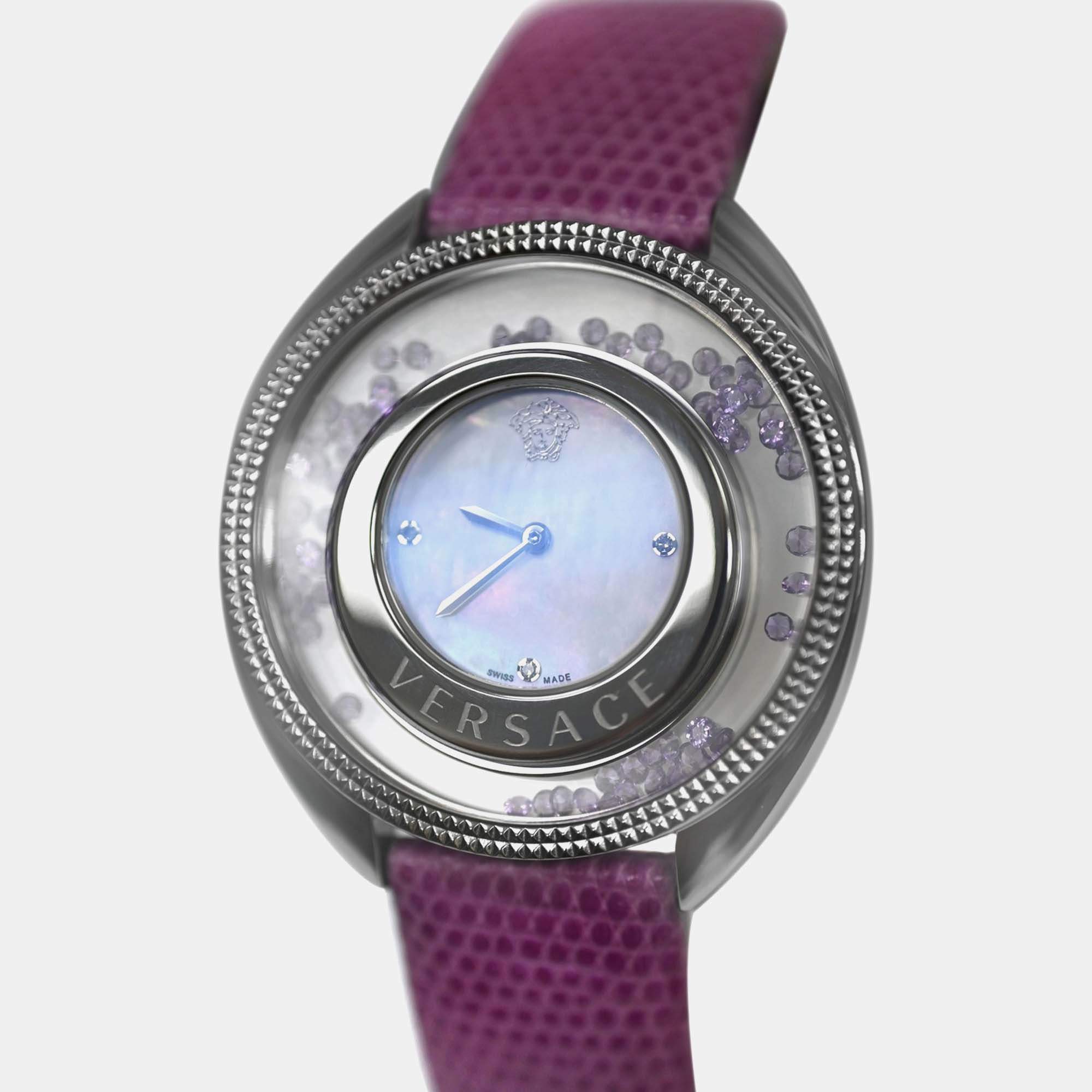 Pre Owned Versace Destiny Spirit 86Q953MD497 S702 Quartz Mother of Pearl Dial Stainless Steel Women's Wristwatch 38mm