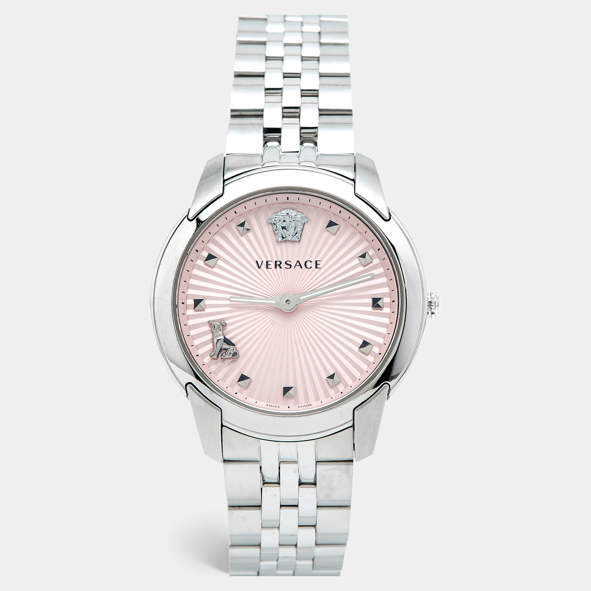 Pre Owned Versace Audrey VELR00419 Pink Dial Stainless Steel Women's Wristwatch 38 mm