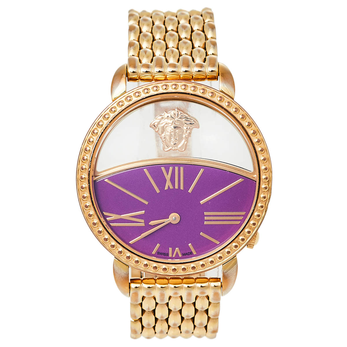 Pre Owned Versace Purple Gold Plated Stainless Steel Krios 93Q Women's Wristwatch 38 mm