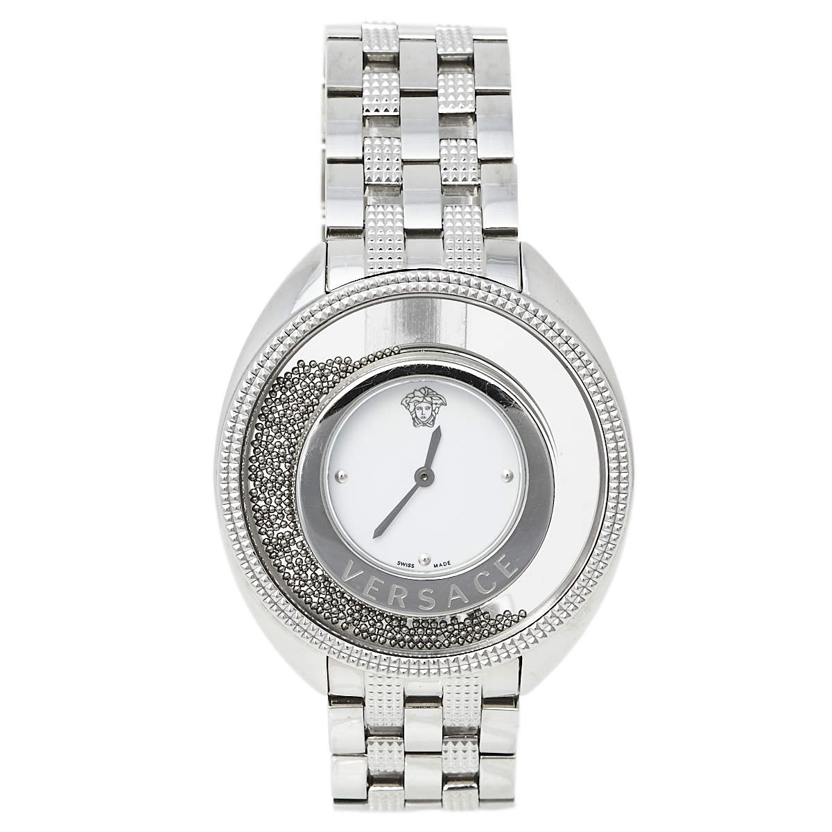 Pre Owned Versace White Stainless Steel Destiny Spirit 86Q Women's Wristwatch 39 mm