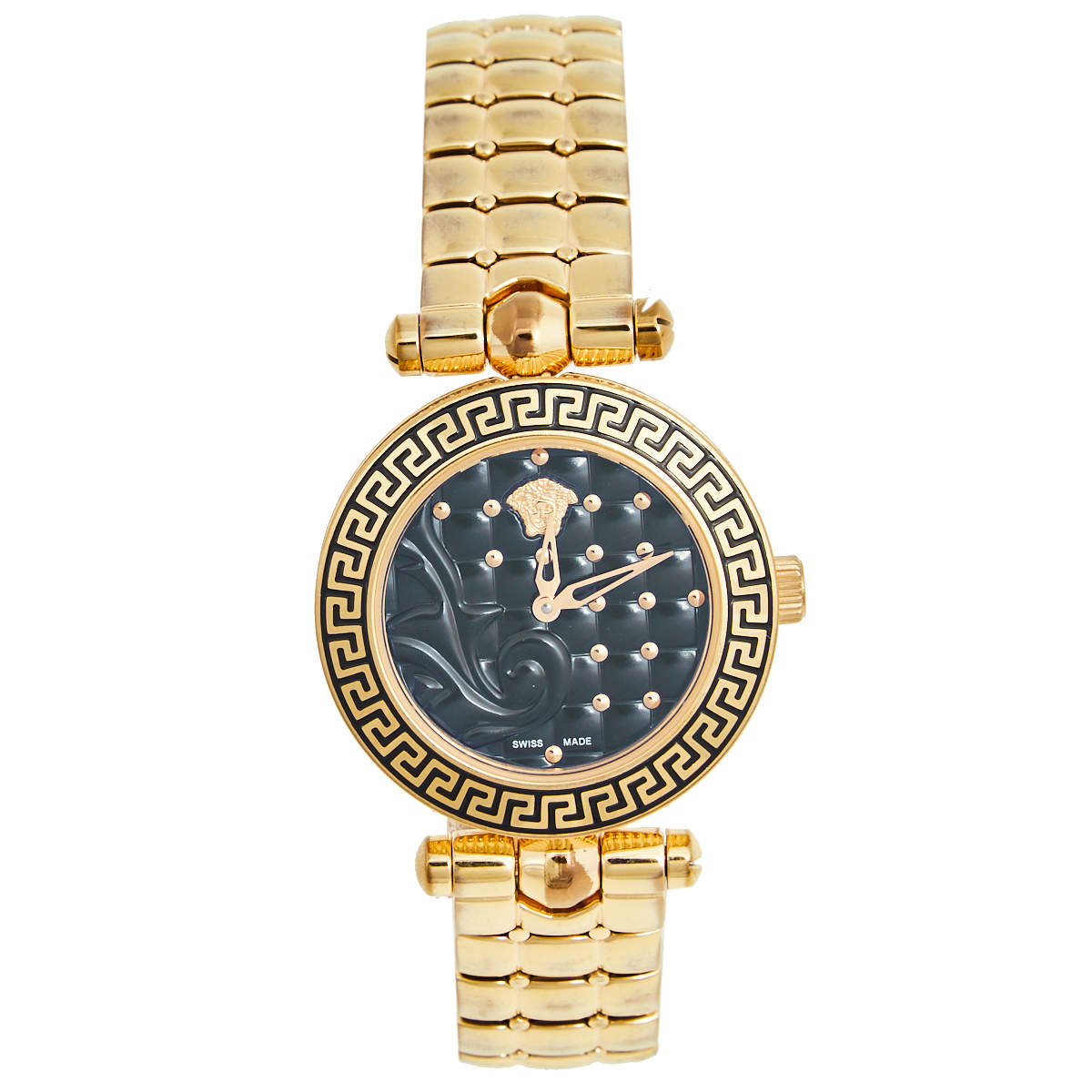 مملوكة مسبقًا Versace Black Rose Gold Stainless Steel Micro Vanitas VQM050015  Women's Wristwatch 30 mm