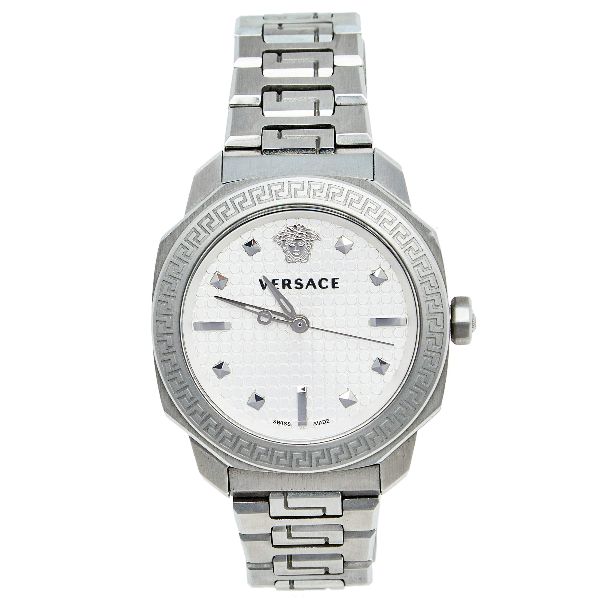 Pre Owned Versace Silver Stainless Steel Dylos VQD040015 Women's Wristwatch 35 mm