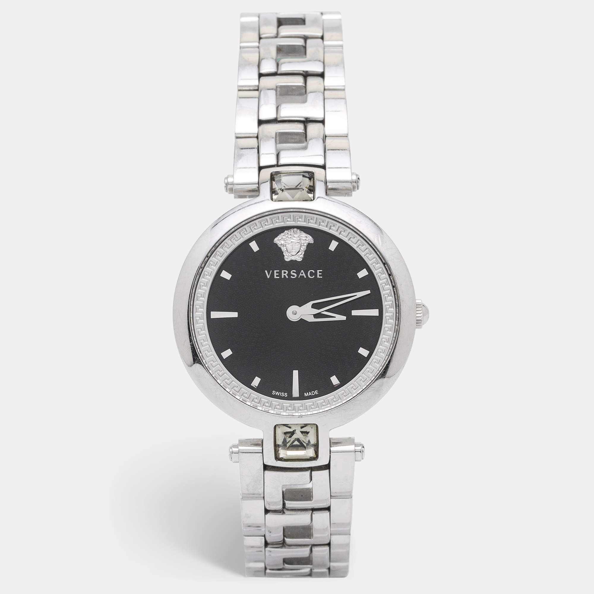 Pre Owned Versace Black Stainless Steel Gleam VAN030016 Women's Wristwatch 37 mm