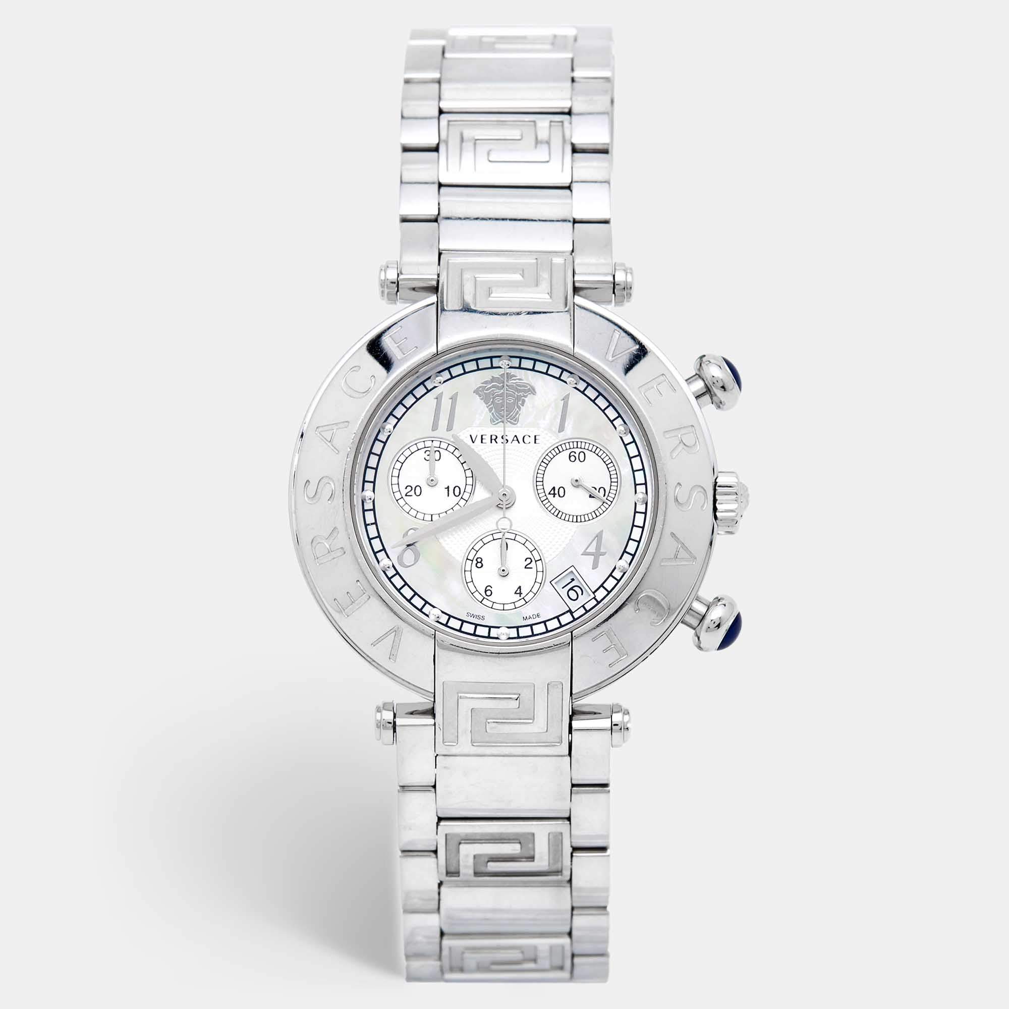 Versace Mother Of Pearl Stainless Steel Reve Q5C Women's Wristwatch 40 mm