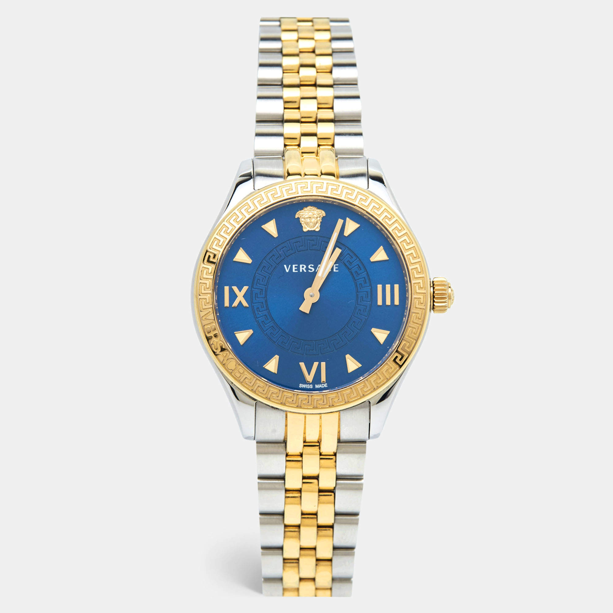 Versace Blue Two-Tone Stainless Steel Hellenyium VE2S00522 Women's Wristwatch 35 mm