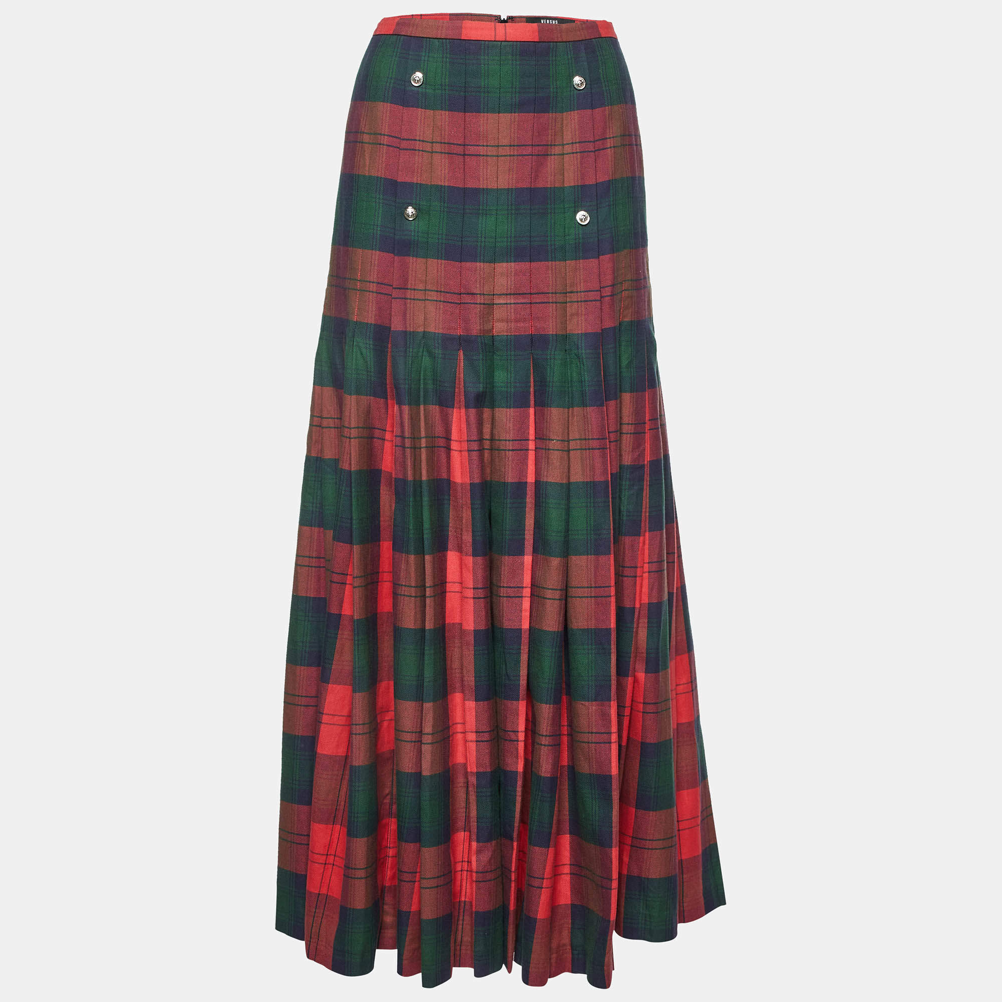 Versus Versace Red Plaid Maxi Skirt L