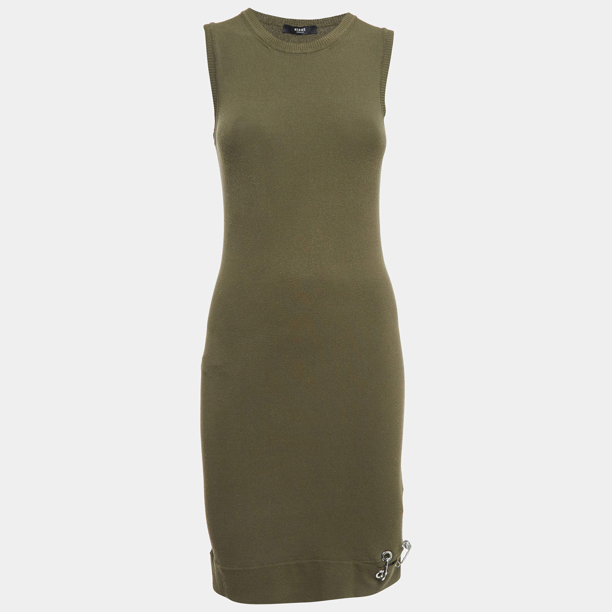 Versus Versace Green Knit Pin Detail Mini Dress XS