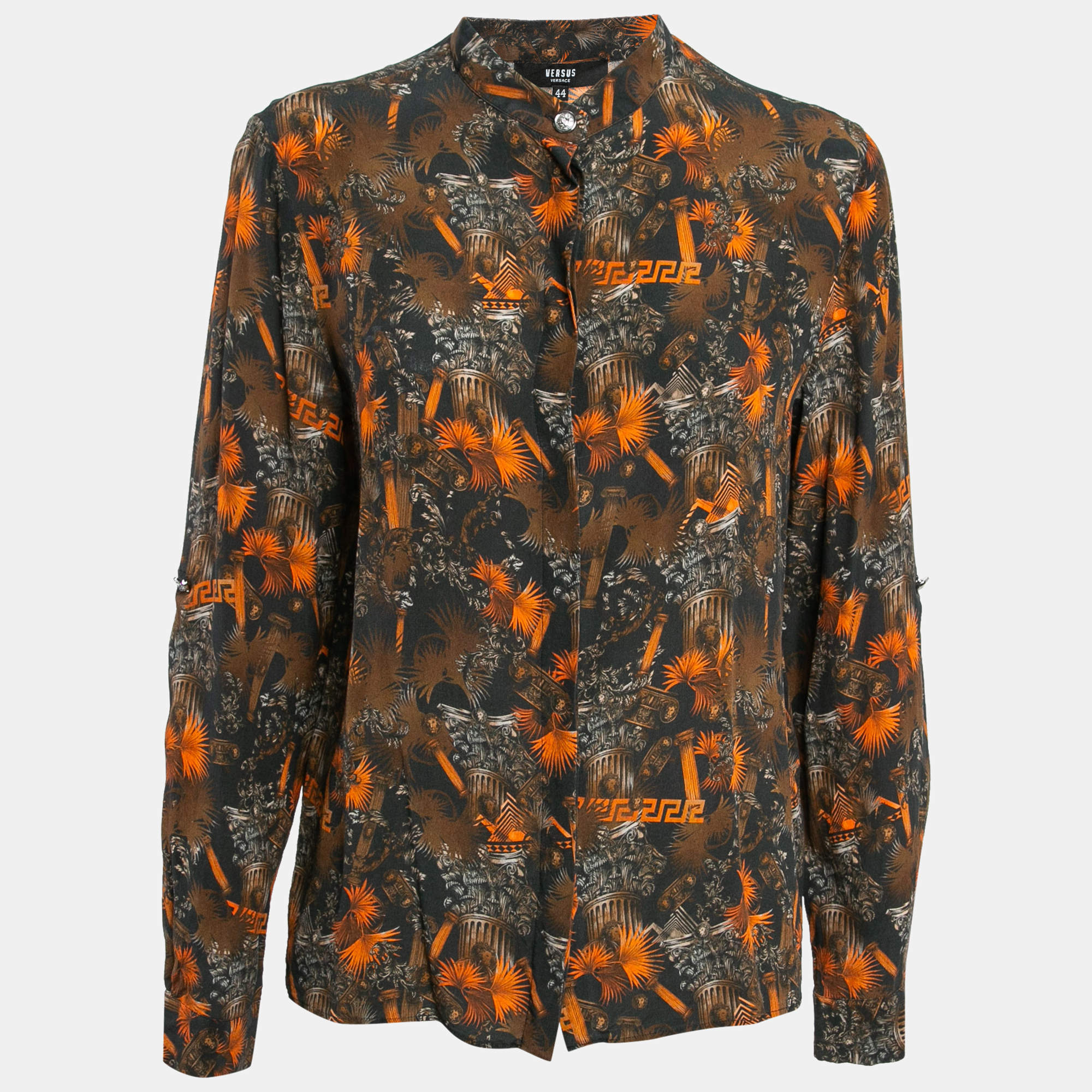 Versus Versace Multicolor Printed Silk Button Front Shirt L