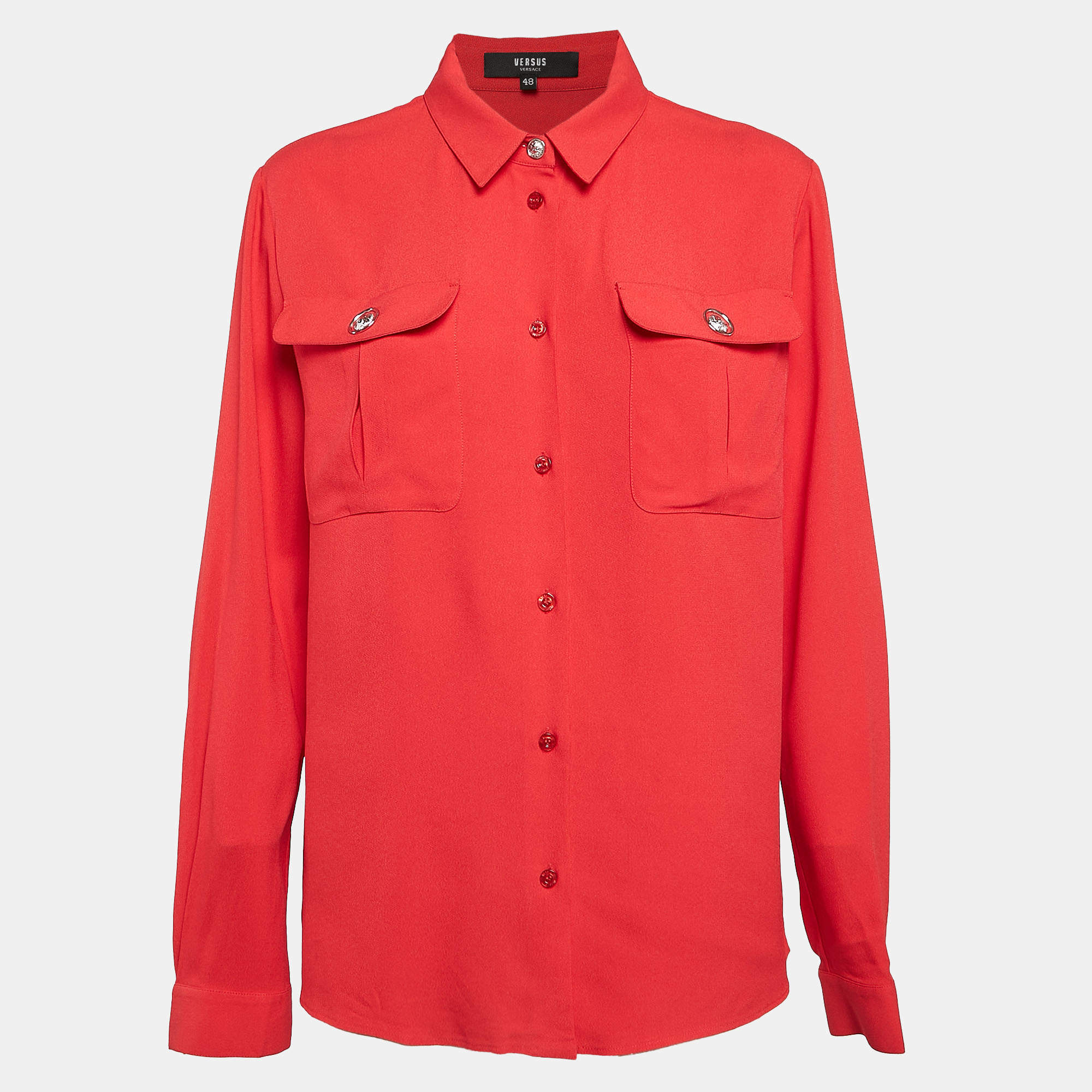 Versus Versace Red Crepe Button Front Shirt L