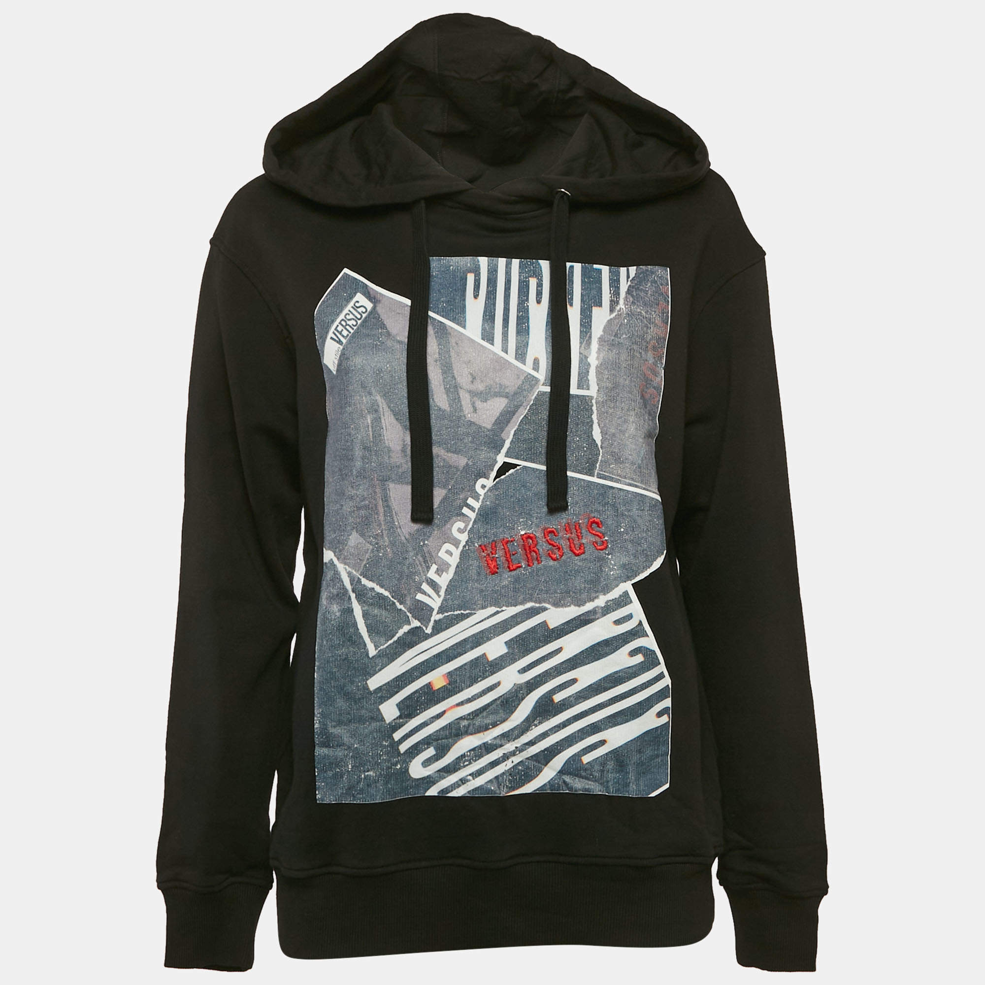 Pre Owned Versus Versace x Zayn Black Printed Cotton Knit Hoodie S