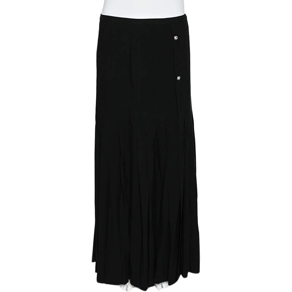 Versus Versace Black Crepe Pleated Maxi Skirt M