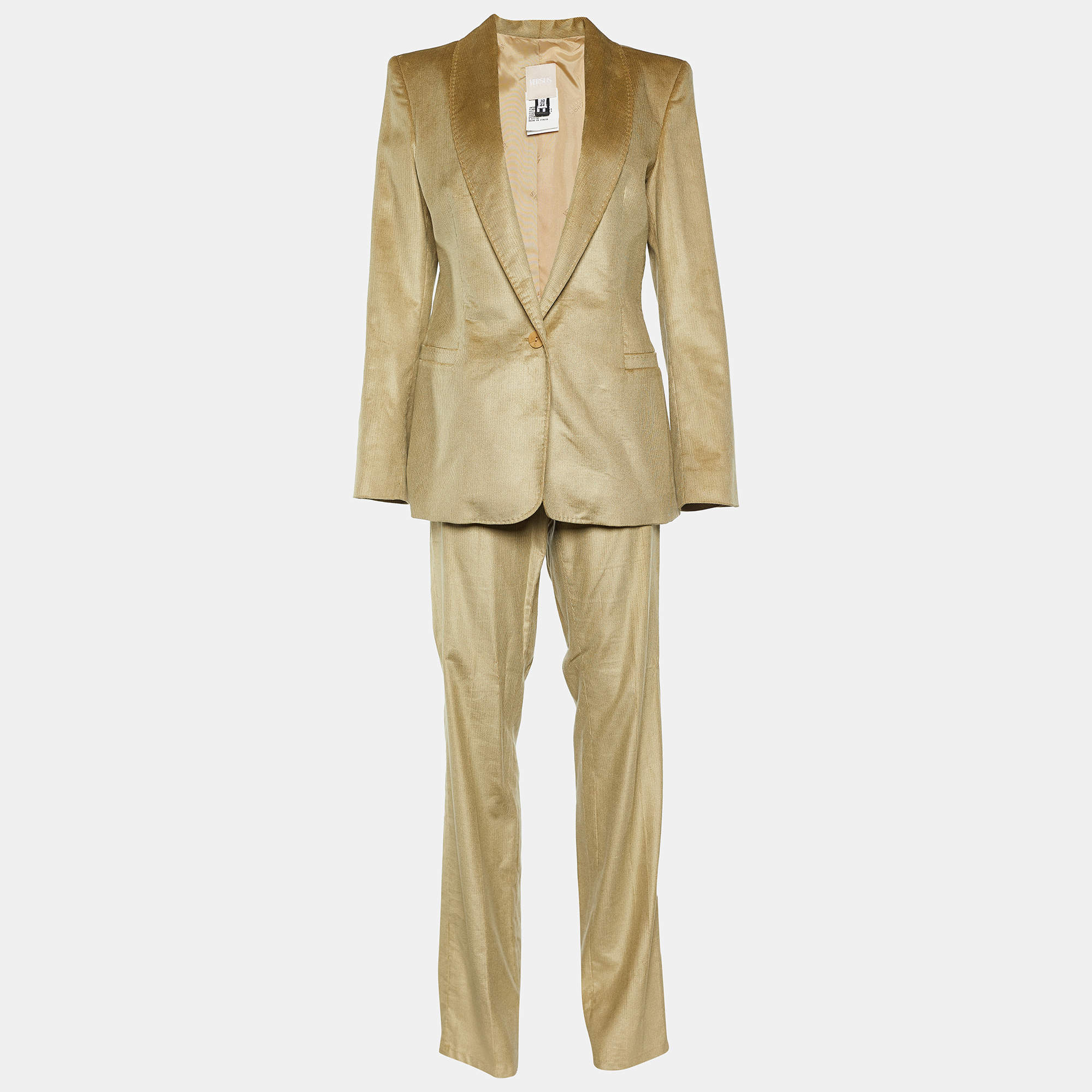Pre Owned Versus Versace Tan Brown Corduroy Pant Suit M