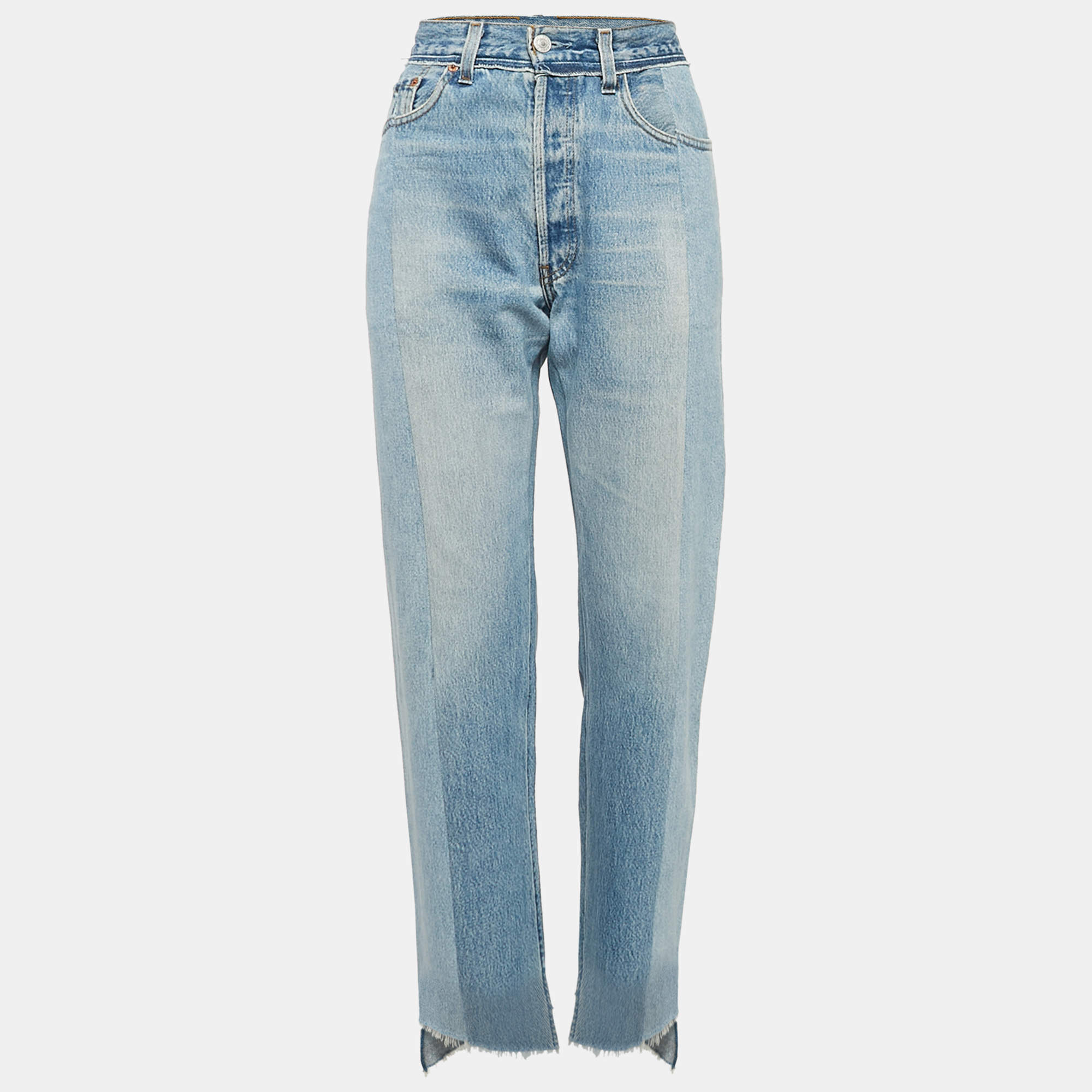 Vetements Blue Two Tone Patchwork Denim Straight-Leg  Jeans L