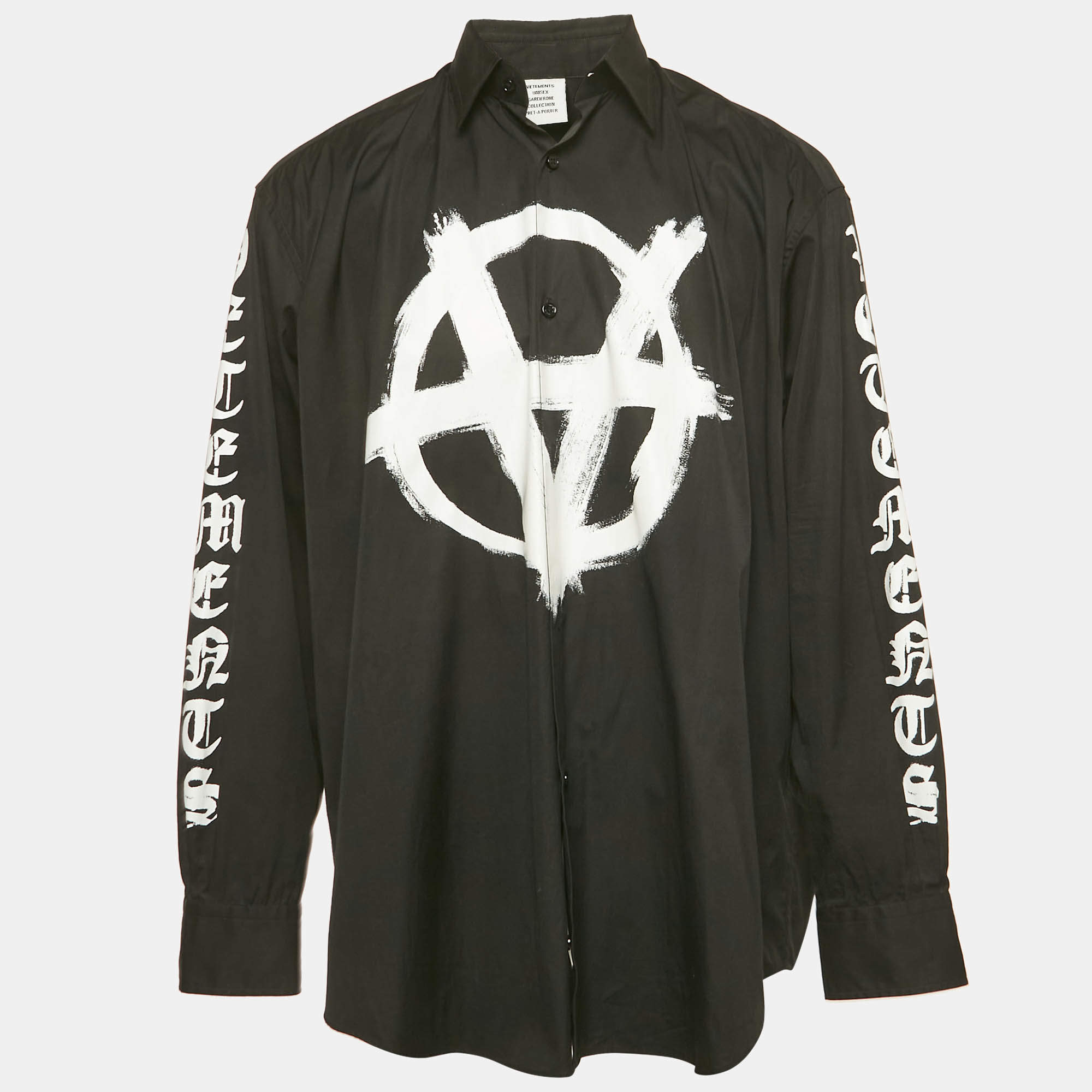 Pre Owned Vetements Unisex Printed Poplin Oversized Shirt S