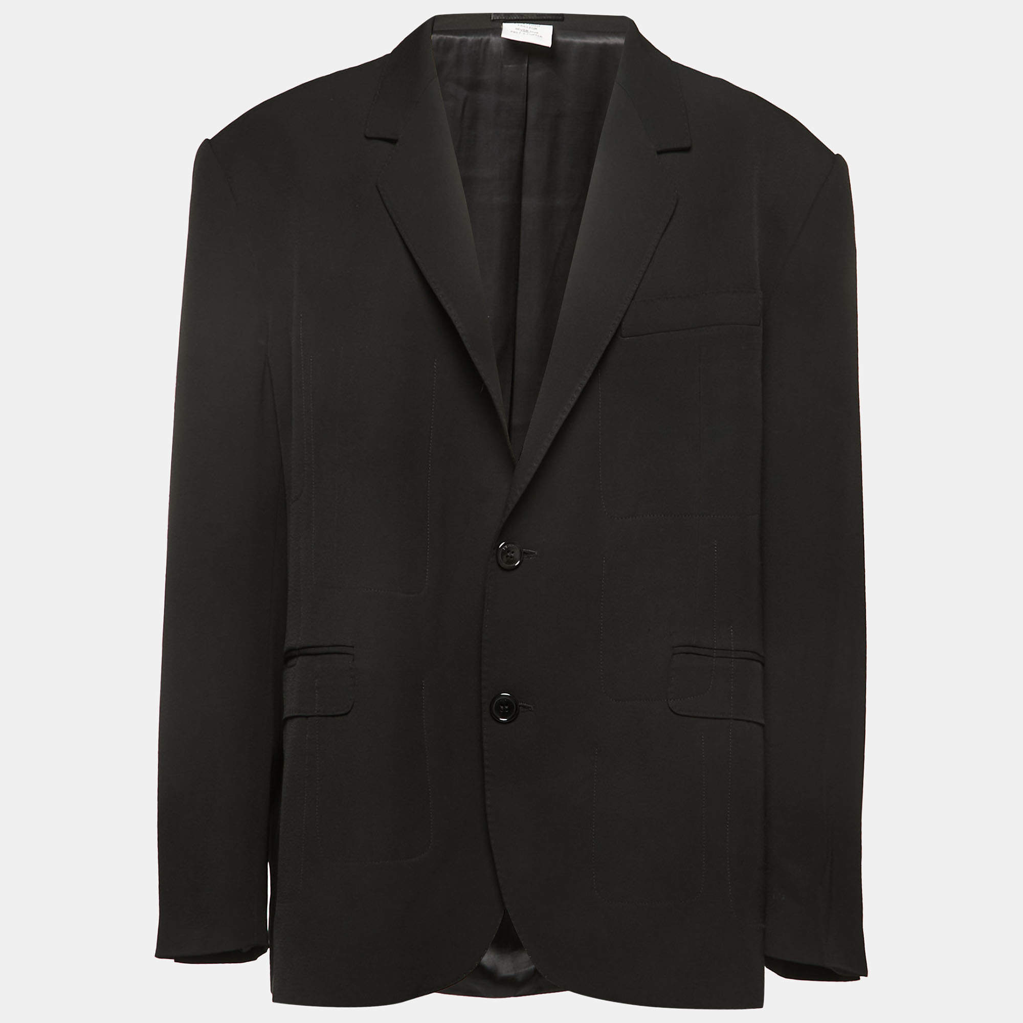 Pre Owned Vetements Black Crepe Single Breasted Oversized Blazer S