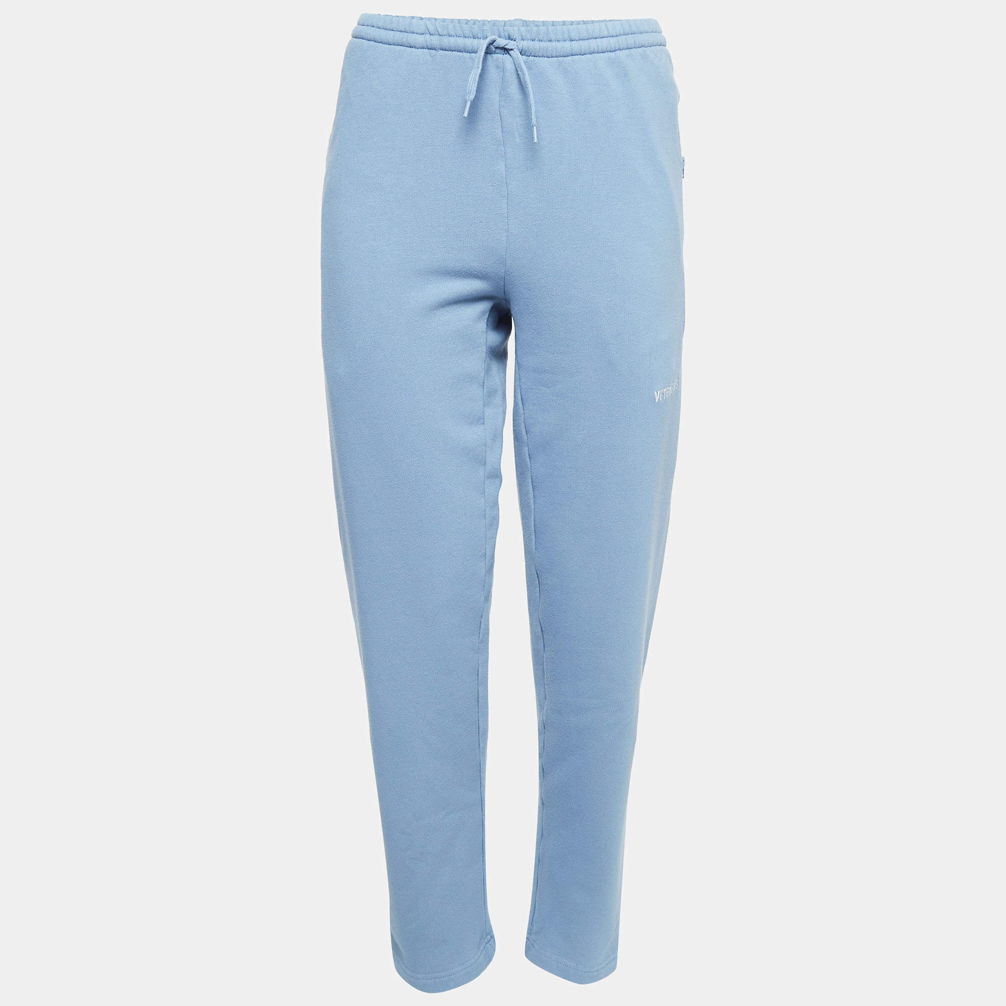 Vetements Blue Logo Embroidered Cotton Joggers S