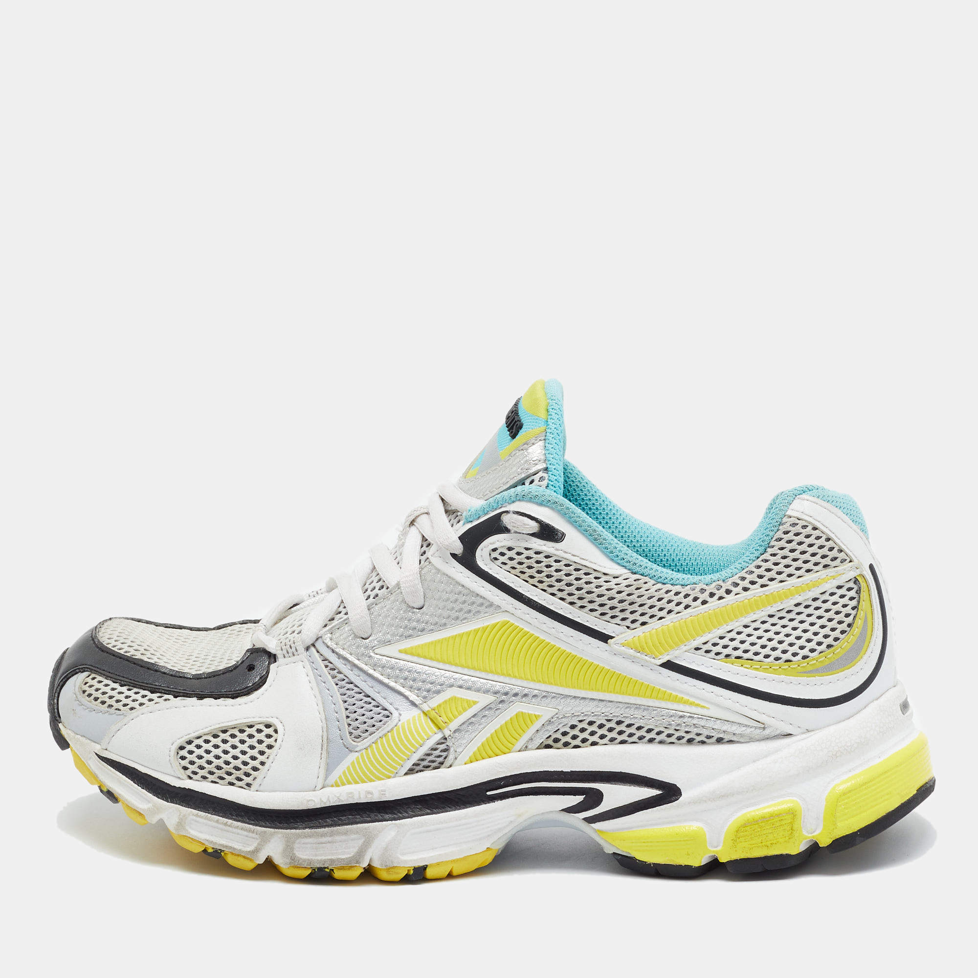 Vetements Multicolor Fabric and Leather Spike Runner Lace Up Sneakers Size 36
