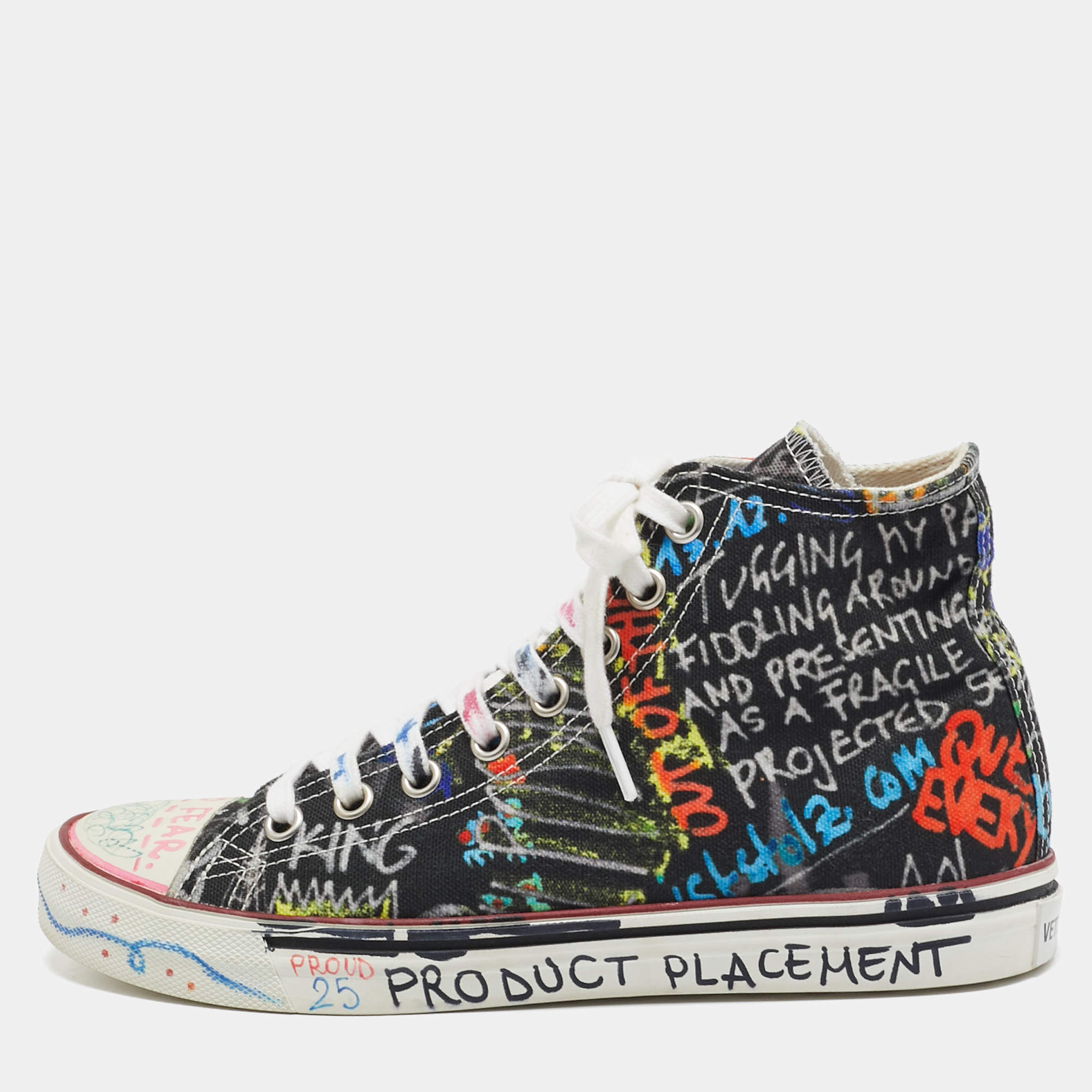 Vetements Multicolor Graffiti Canvas High Top Sneakers Size 39 Vetements TLC