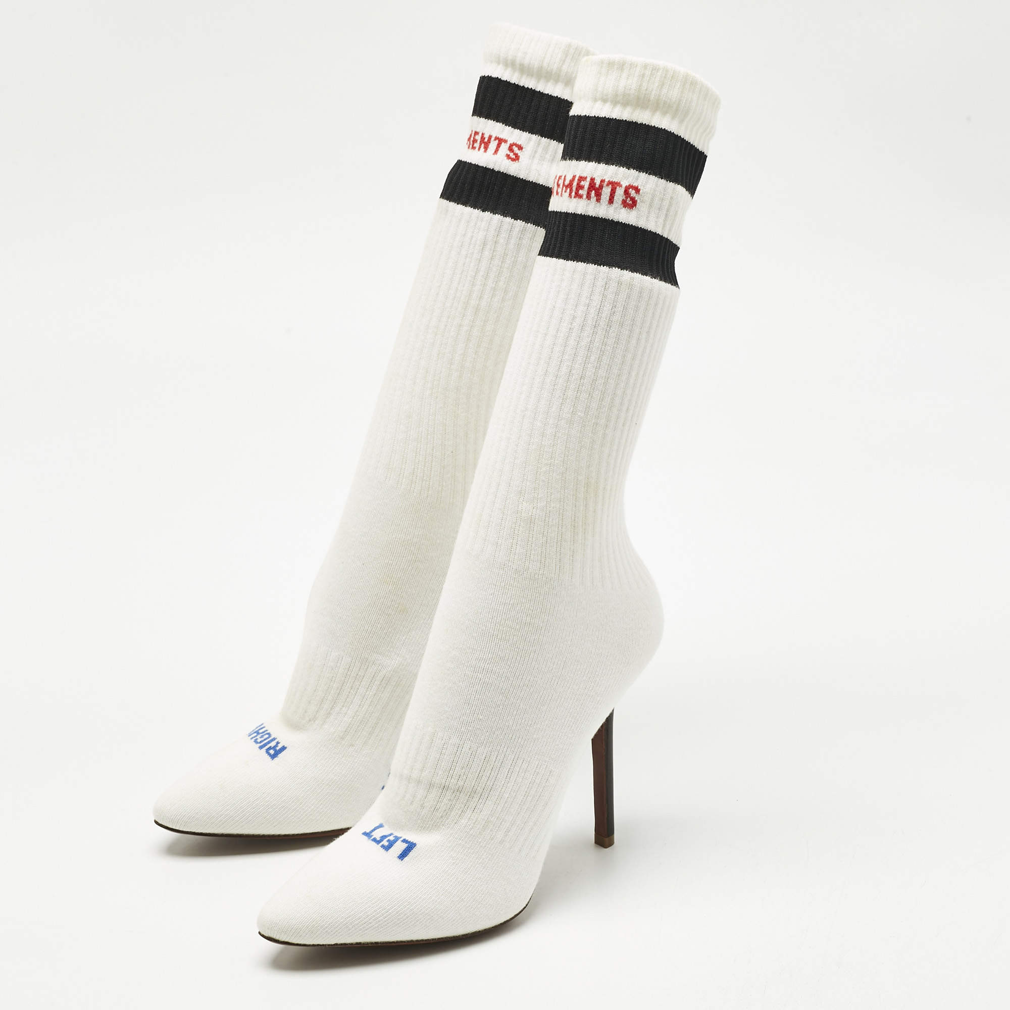 Vetements White Knit Fabric Sock Boots Size 39 Vetements | TLC