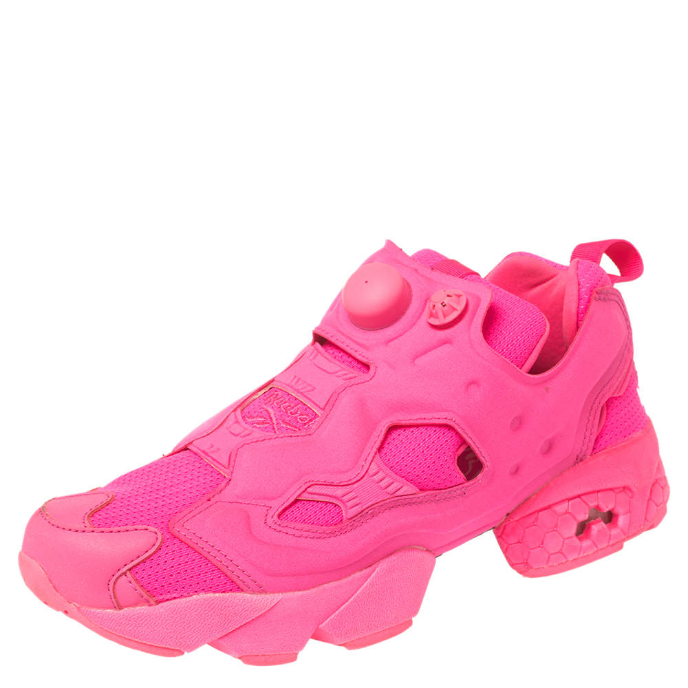 Pre Owned Vetements x Reebok Fluorescent Pink Nylon And Fabric Instapump Fury Sneakers Size 38.5