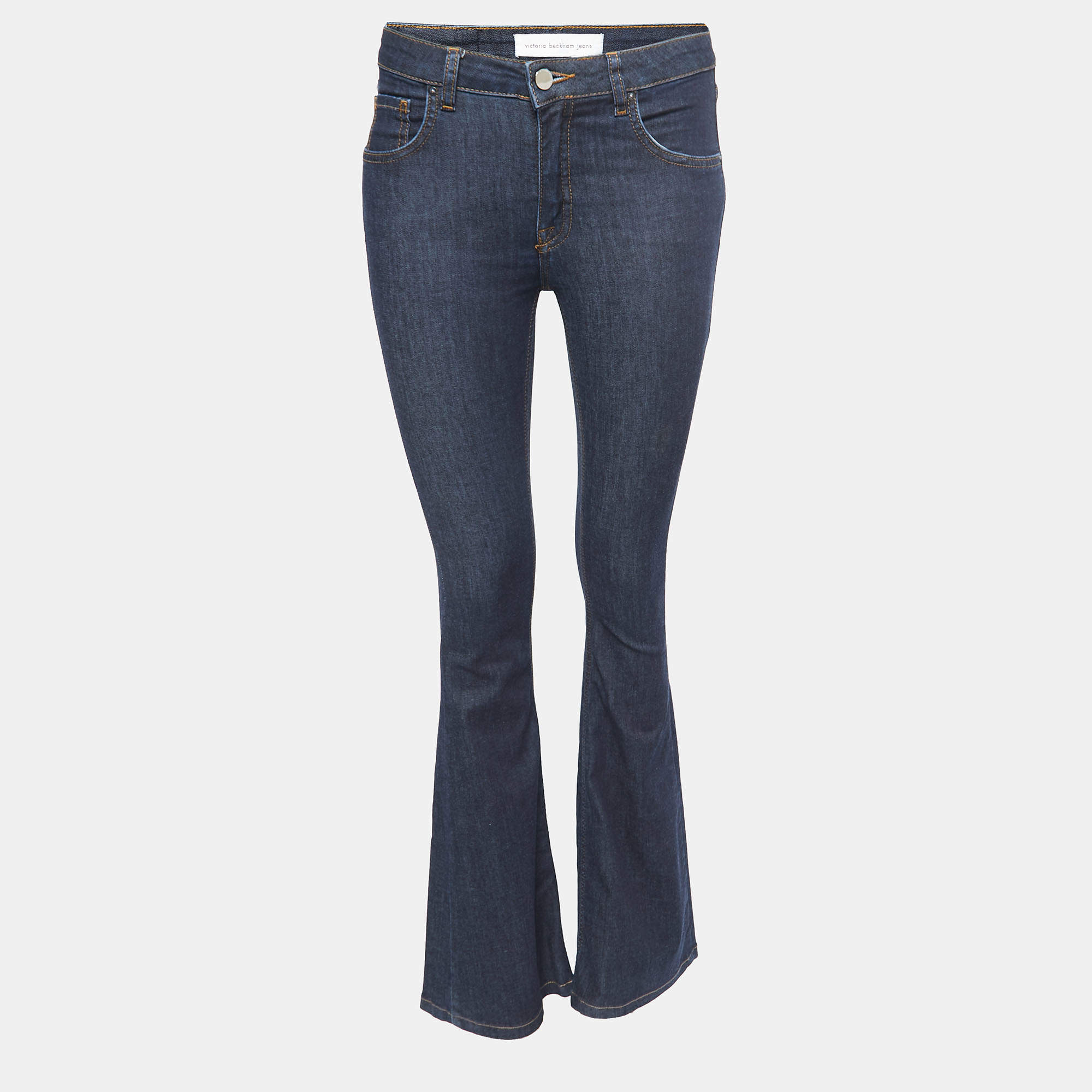 Victoria Beckham Dark Blue Denim Flared Jeans S Waist 26"