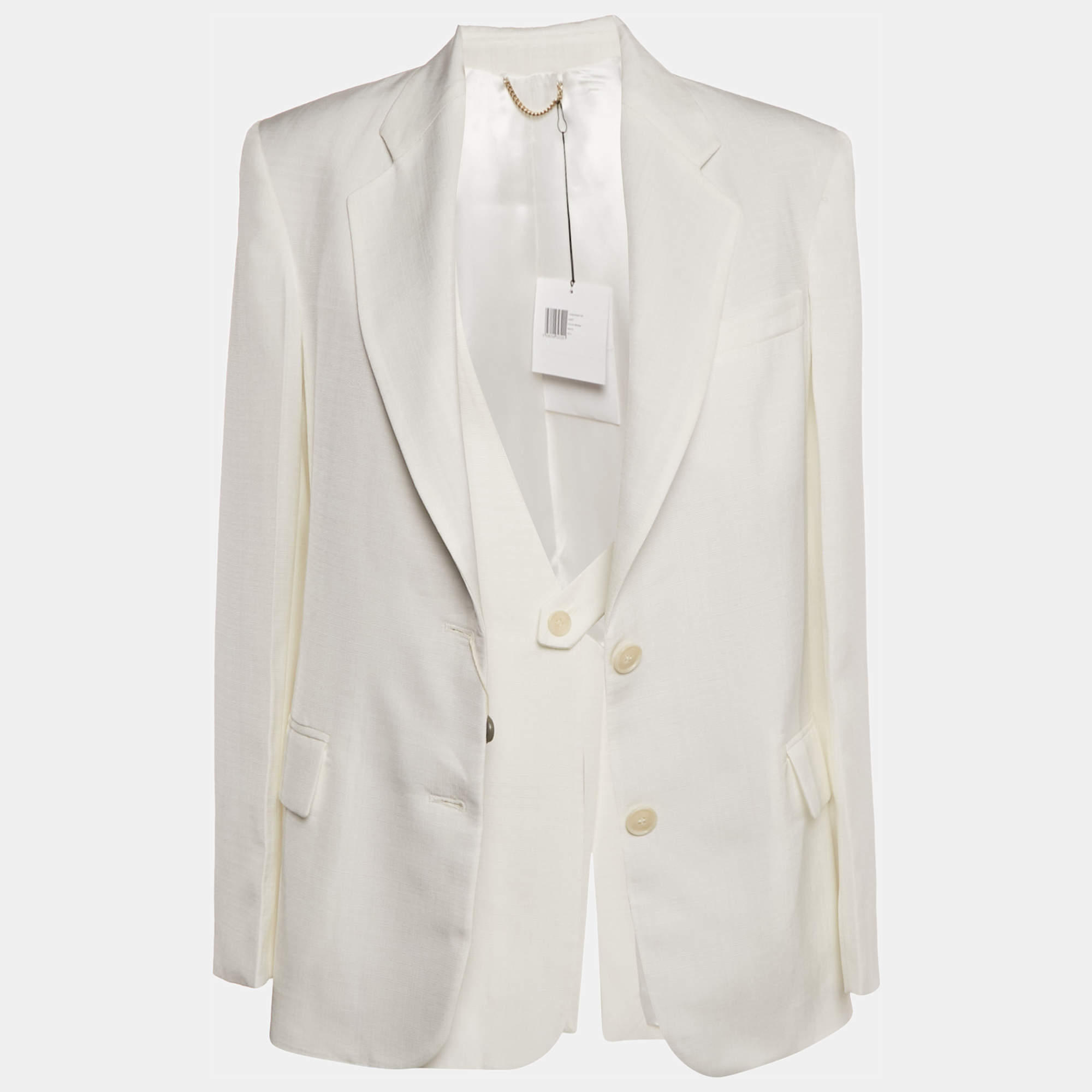 Pre Owned Victoria Beckham White Crepe Single Breasted Blazer S