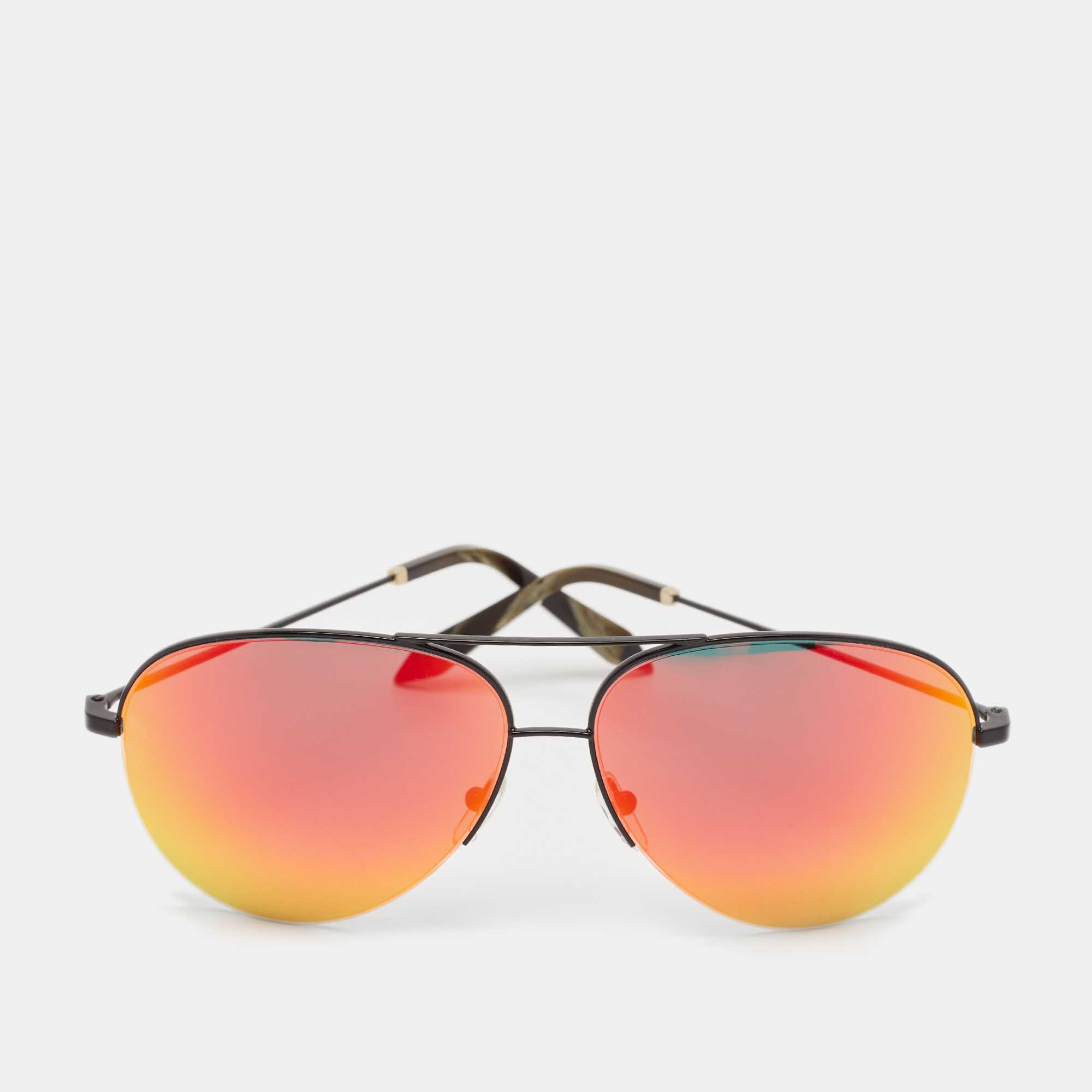 Victoria Beckham Red/Black Tone Mirrored VBS90 Aviator Sunglasses