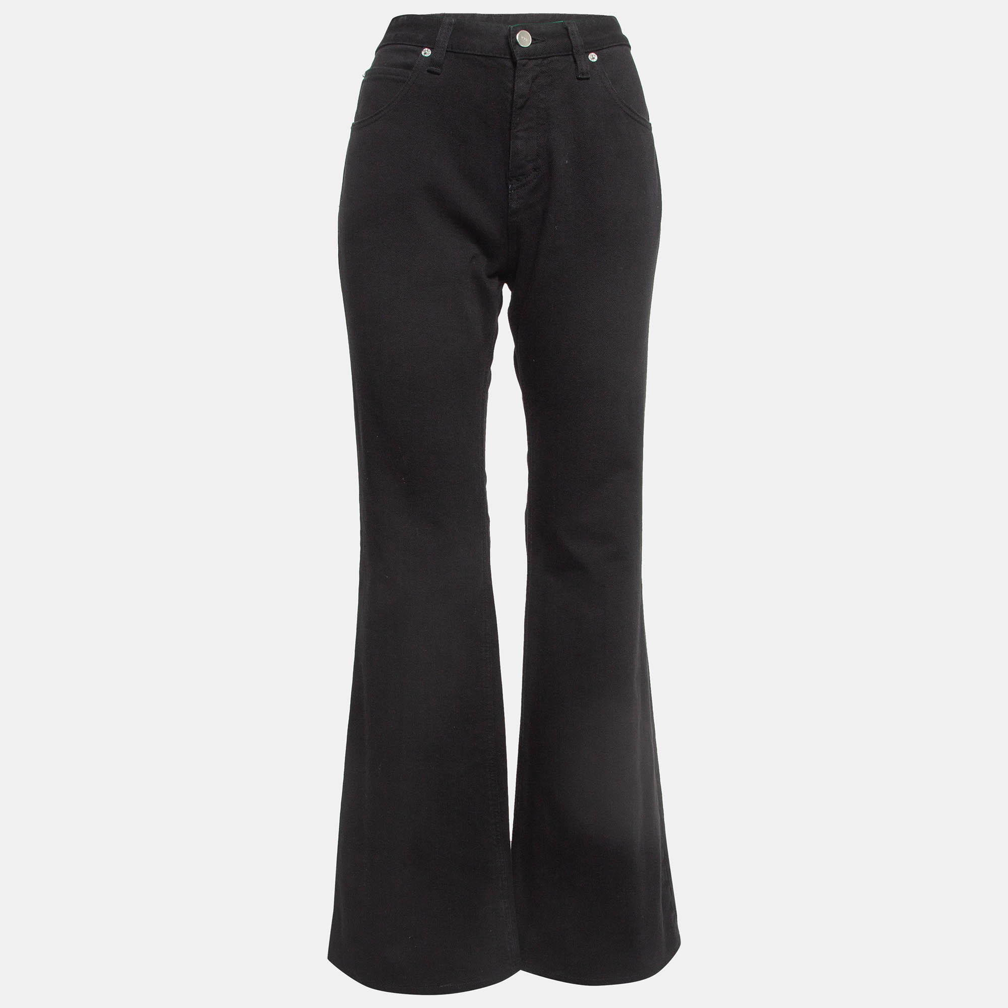 Pre Owned Victoria Beckham Black Denim Wide-Leg Jeans M Waist 28"