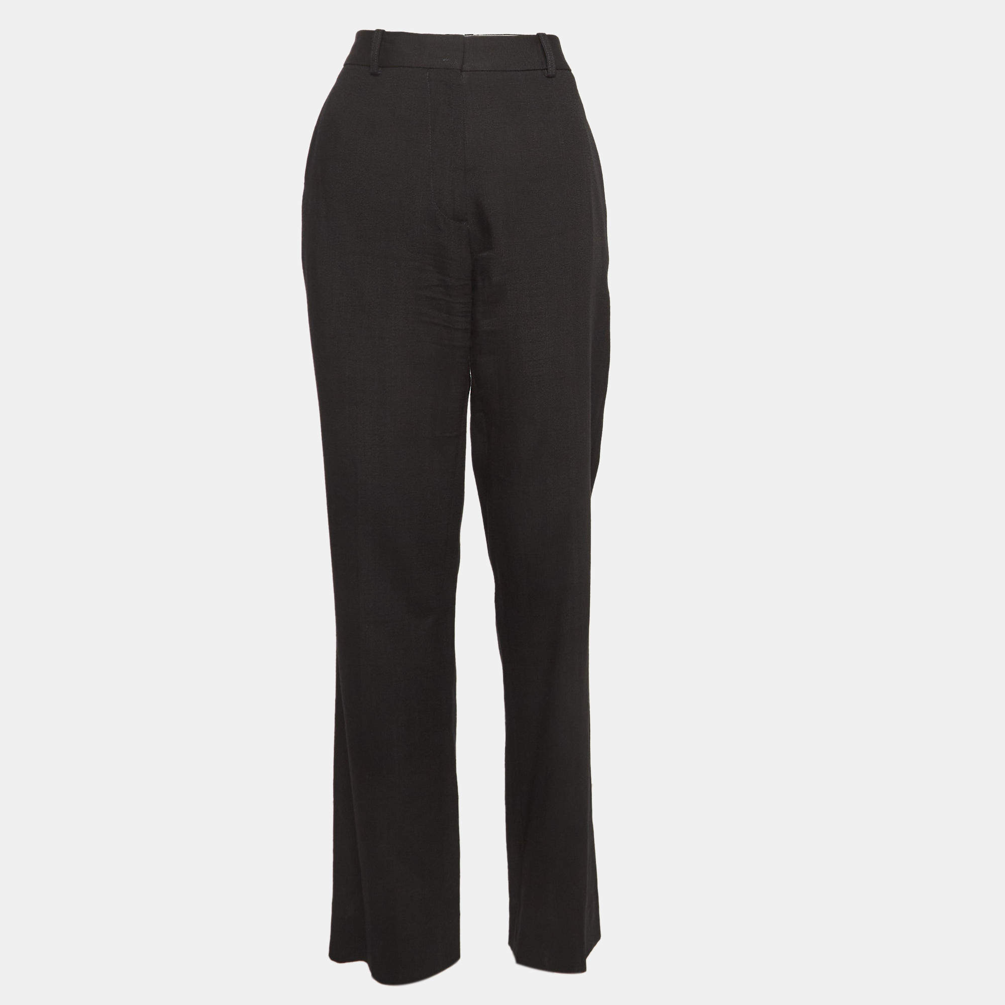 Pre Owned Victoria Beckham Black Crepe Straight Leg Trousers M