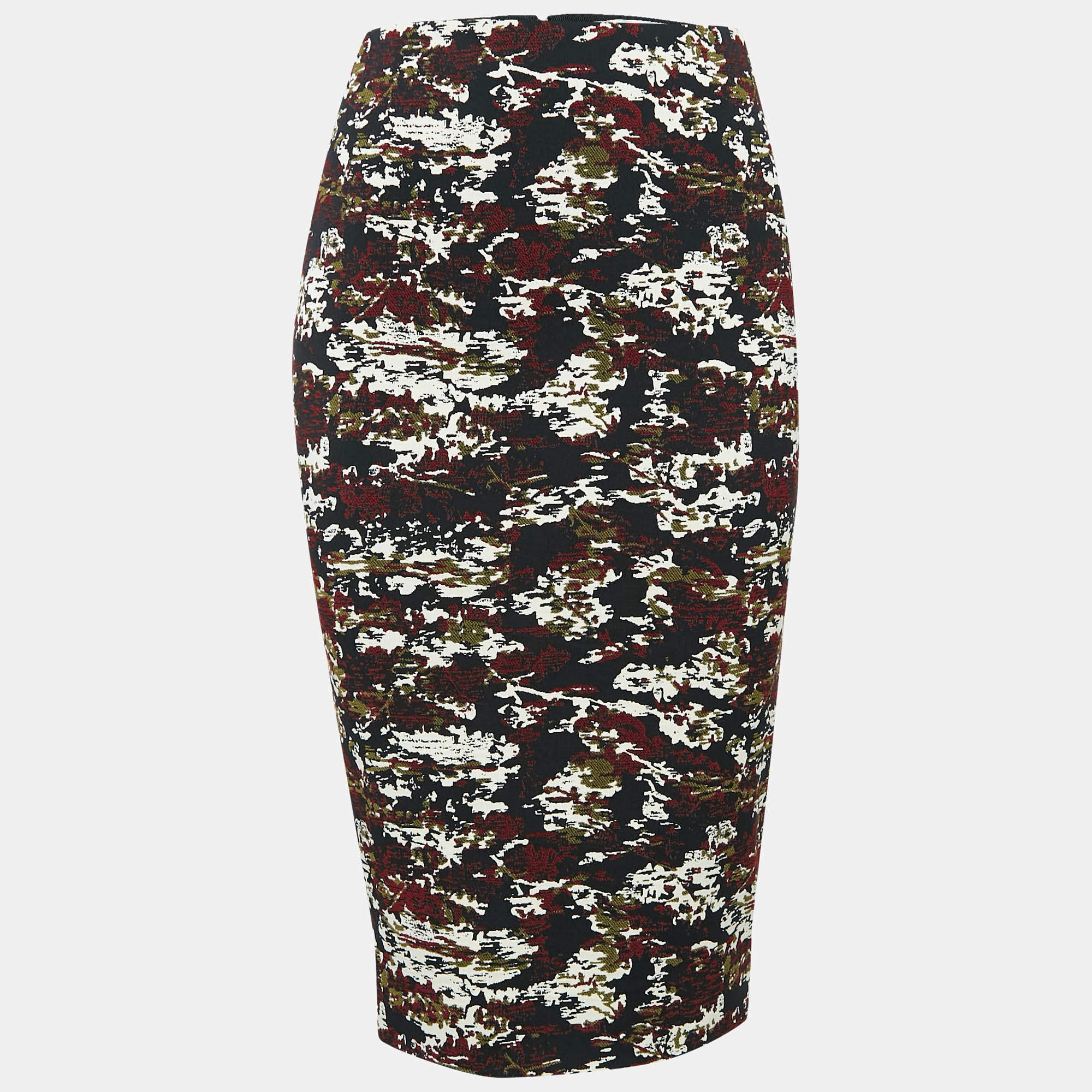 Pre Owned Victoria Beckham Multicolor Camouflage Jacquard Pencil Skirt S