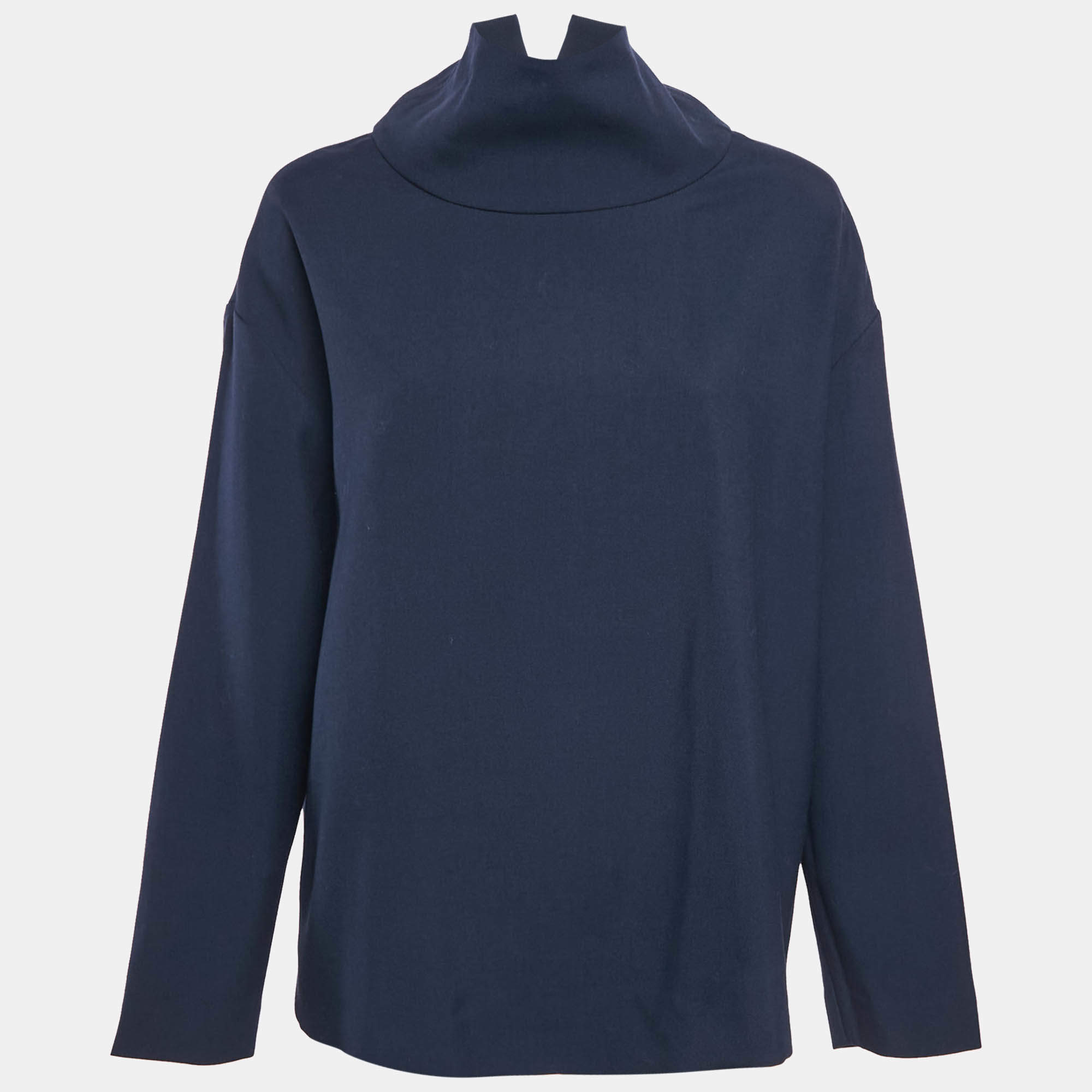 Pre Owned Victoria Beckham Blue Side Stripe Gabardine Pullover M