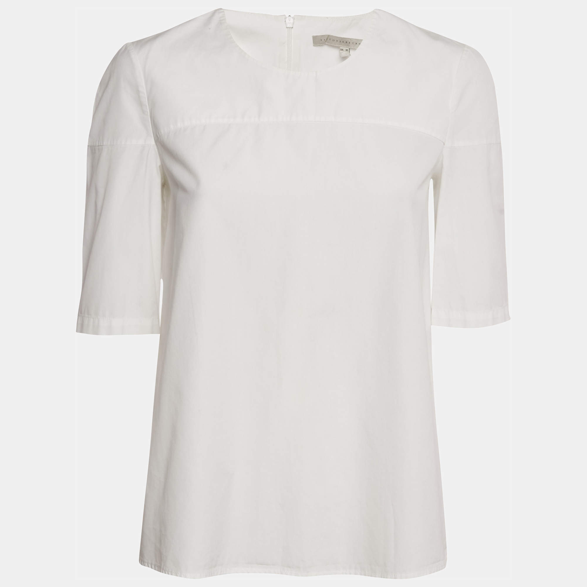 Victoria Beckham White Cotton Open Back Blouse M