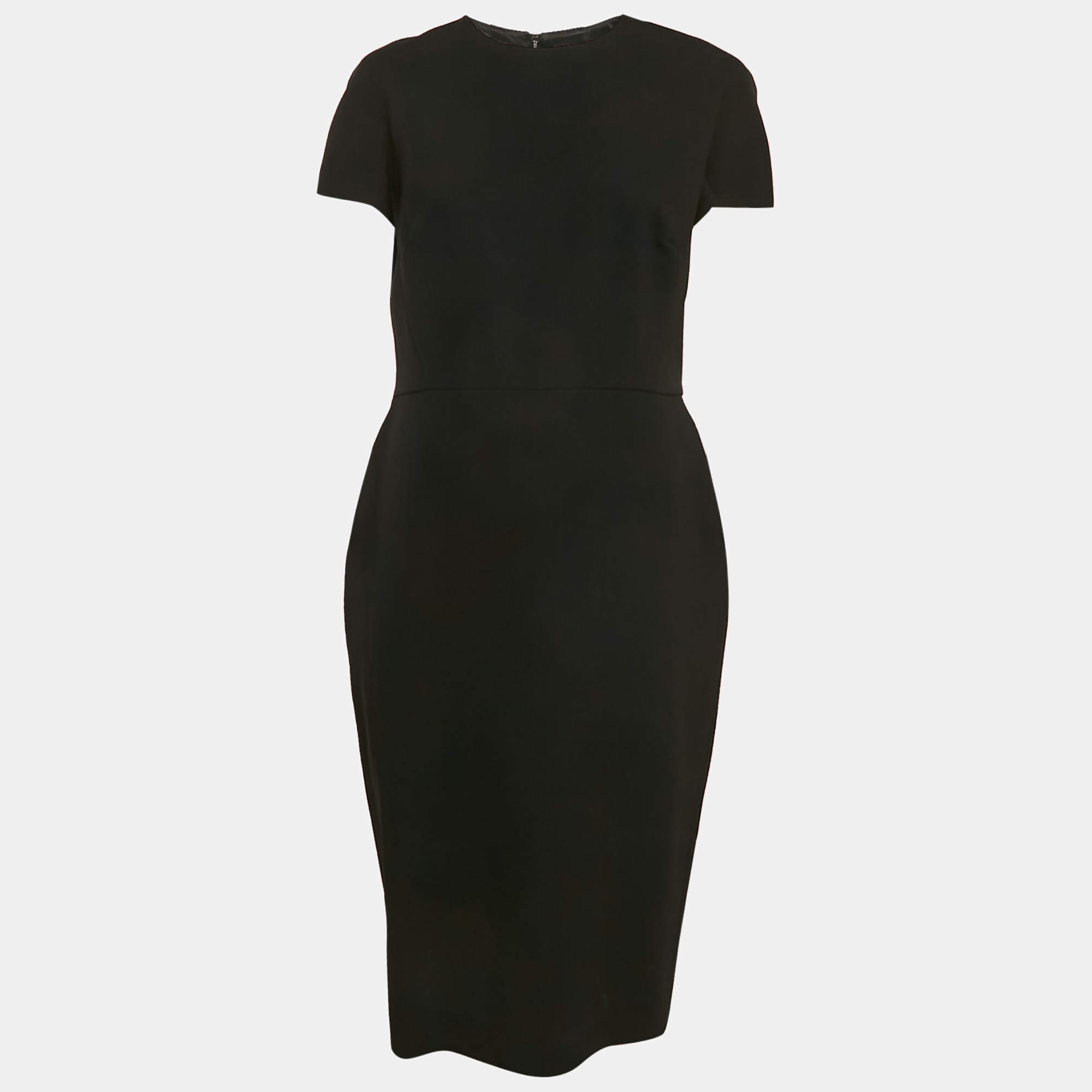 Victoria Beckham Black Crepe Midi Dress L