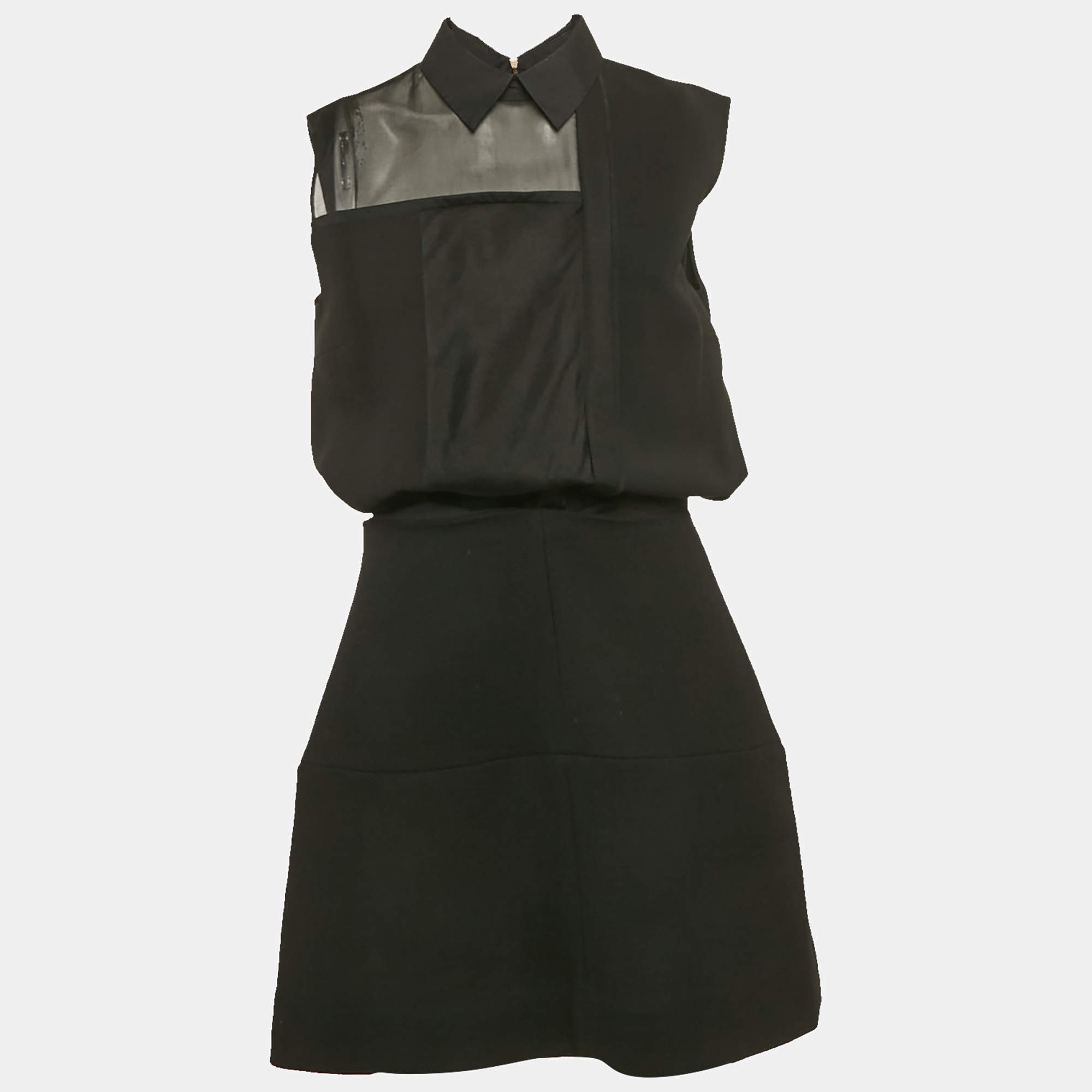 Pre Owned Victoria Beckham Black Wool Blend Sleeveless Mini Dress M