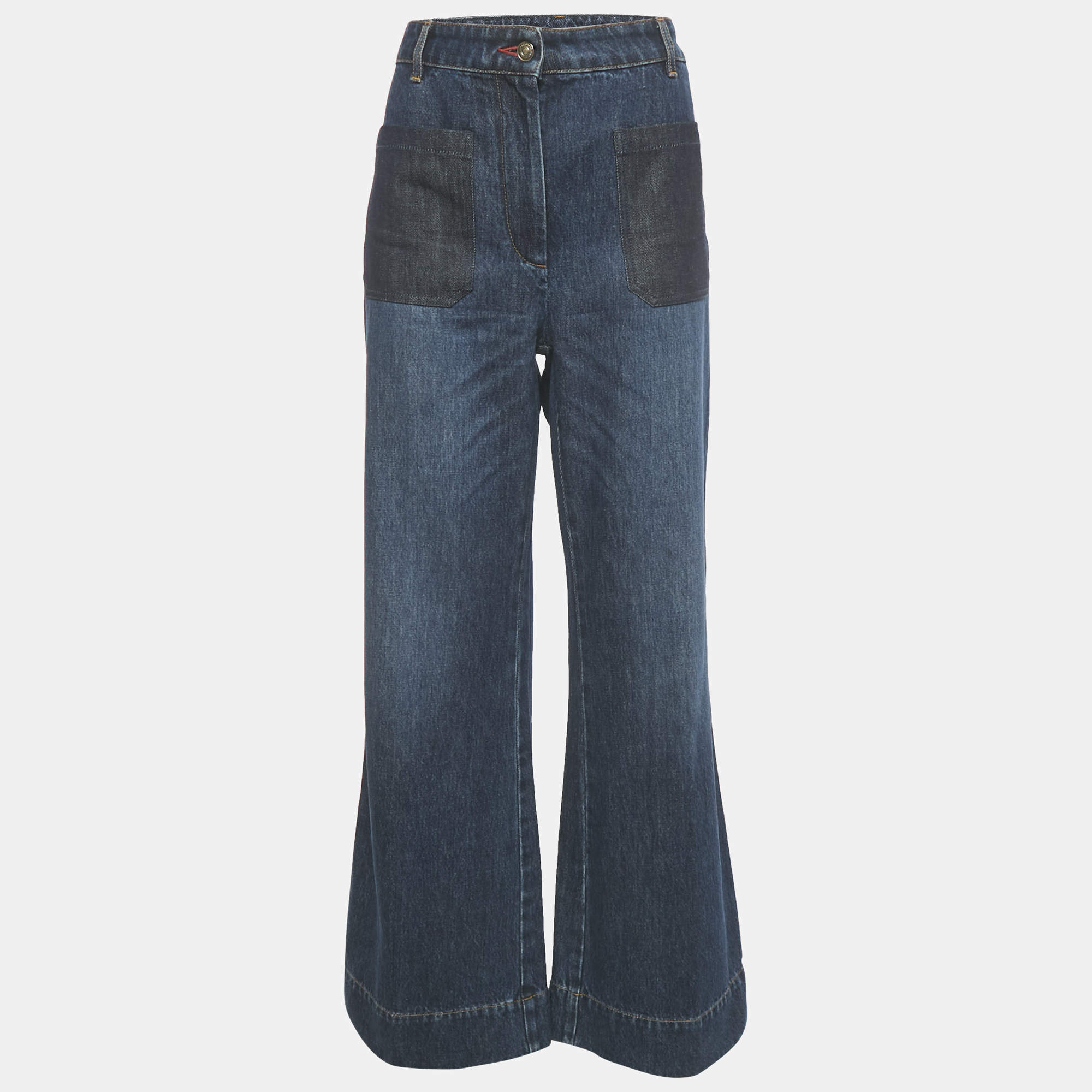 Pre Owned Victoria Beckham Blue Denim High Rise Alina Jeans M Waist 30"