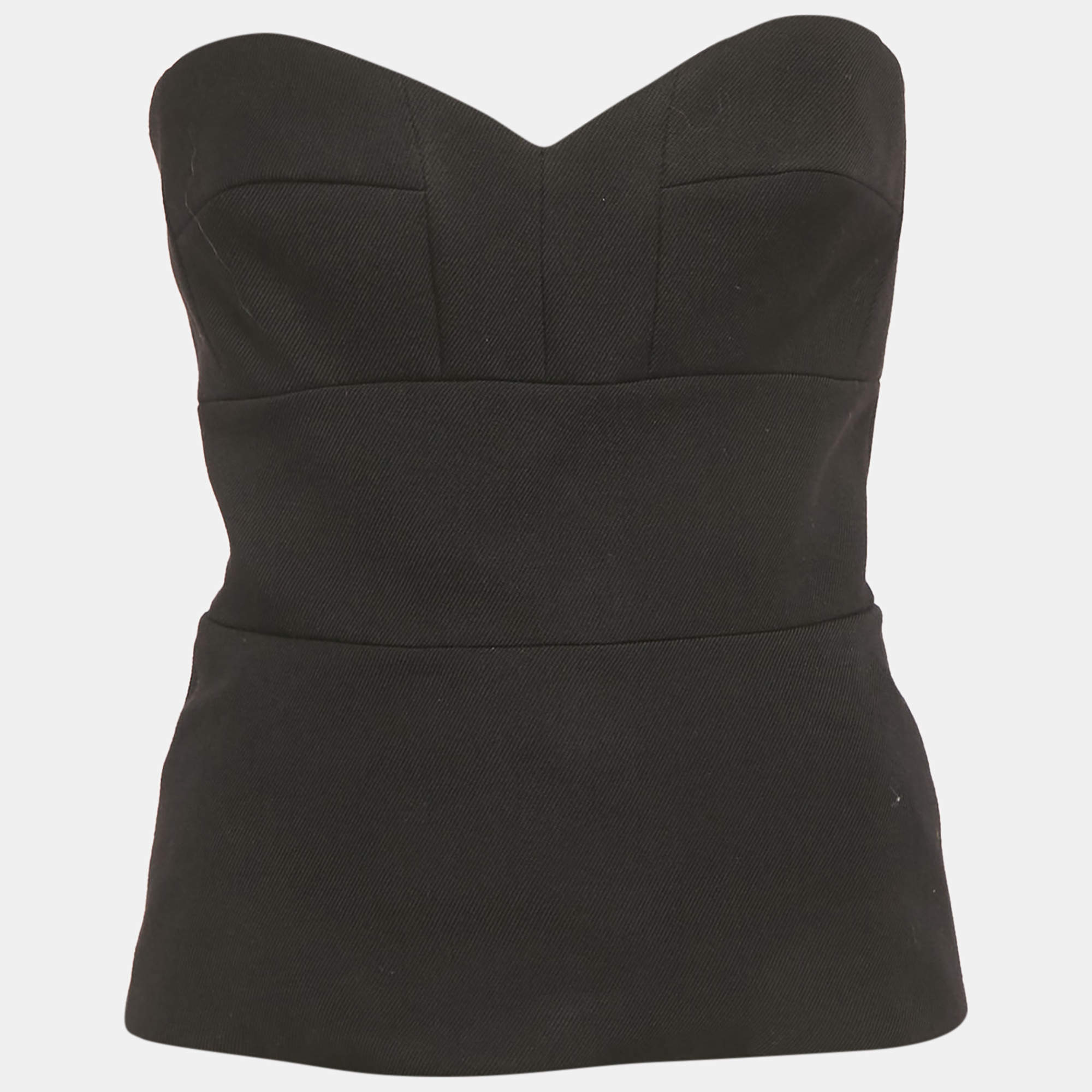 Pre Owned Victoria Beckham Black Wool Strapless Corset Top M