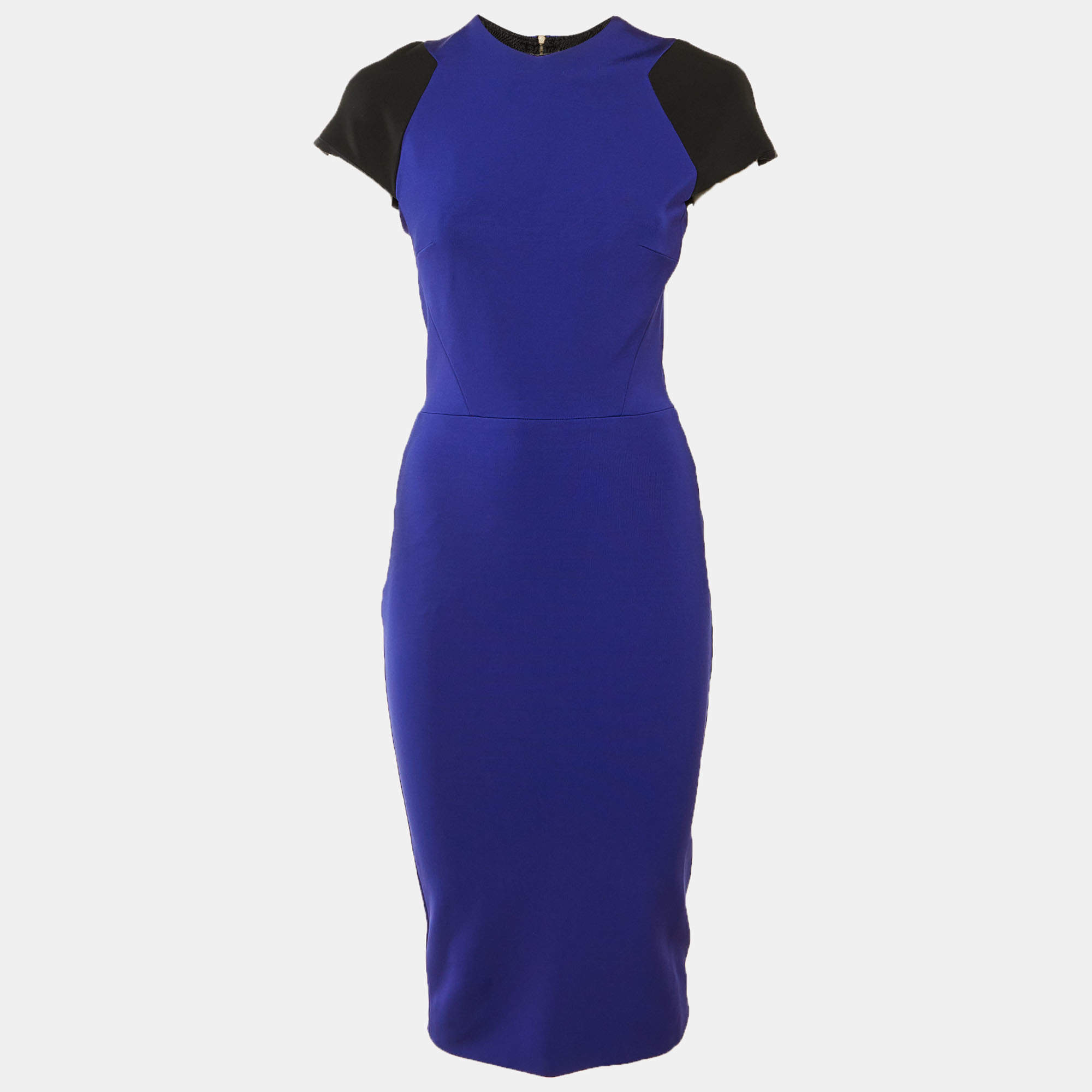 مملوكة مسبقًا Victoria Beckham Navy Blue Jersey Knit Sheath Dress L