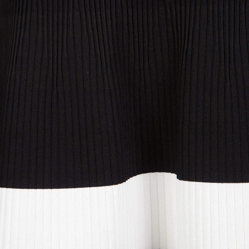 VICTORIA BECKHAM black white bullseye stripe jacquard knit trumpet midi  skirt 1