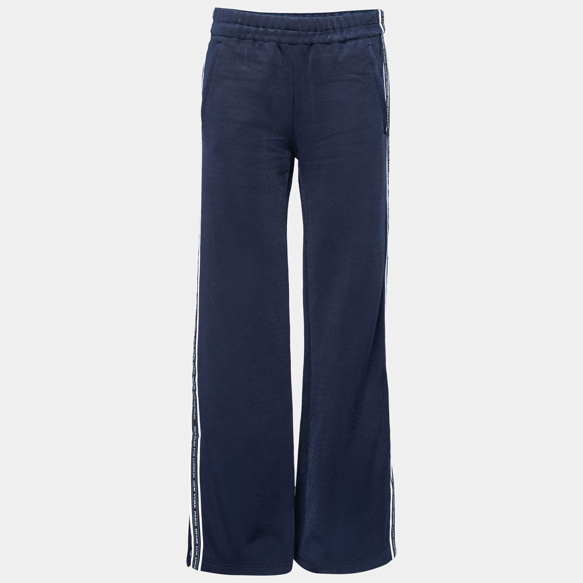 Pre Owned Victoria Victoria Beckham Navy Blue Rib Knit Flared Track Pants M