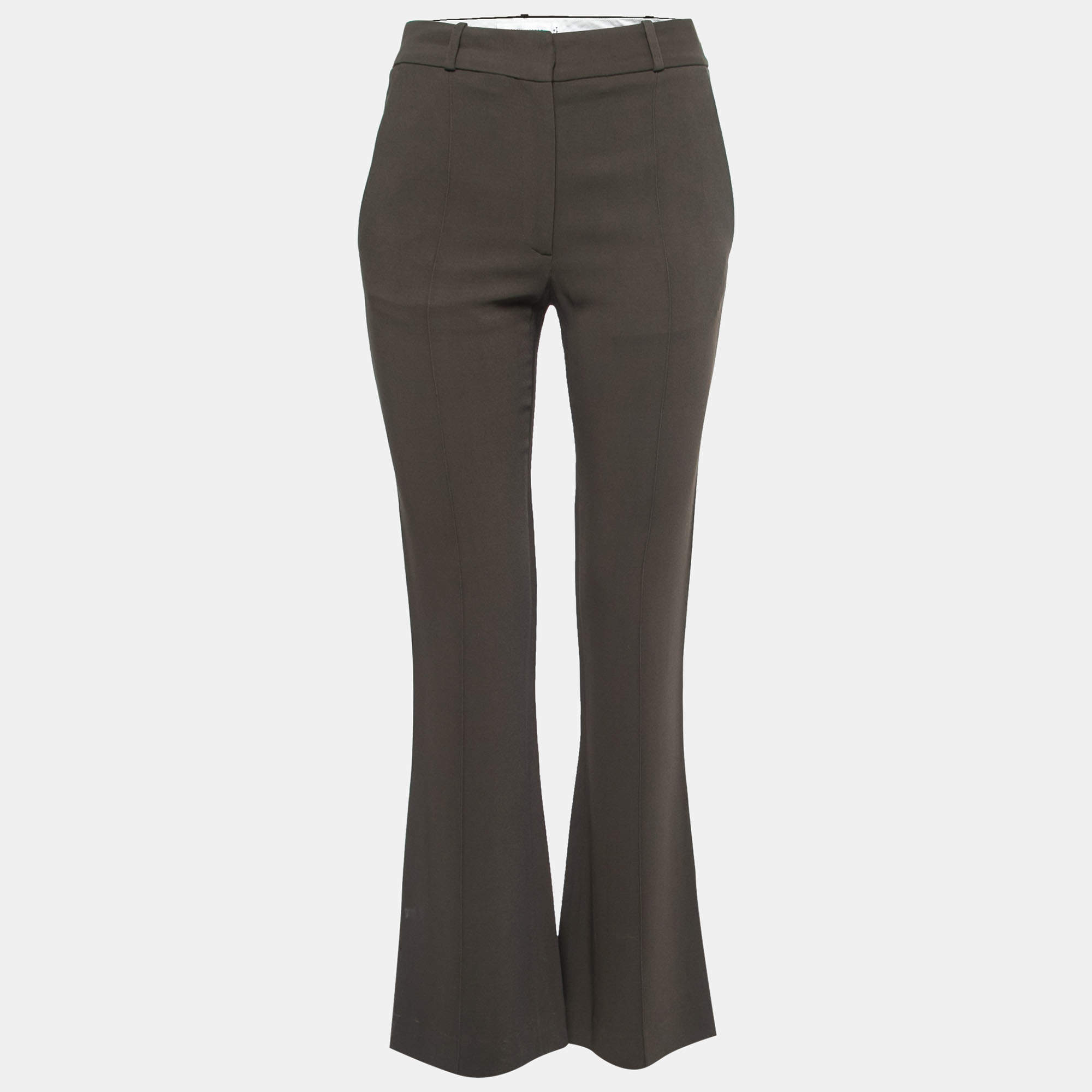 Pre Owned Victoria Beckham Dark Green Crepe Tailored Trousers S