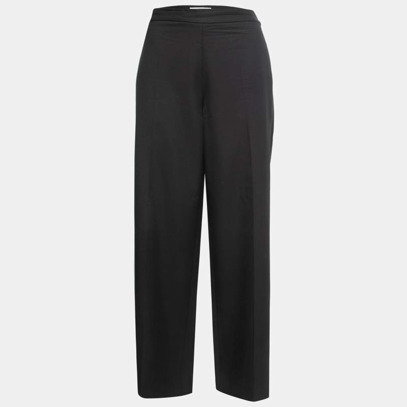 Pre Owned Victoria Beckham Black Wool Straight Leg Trousers L