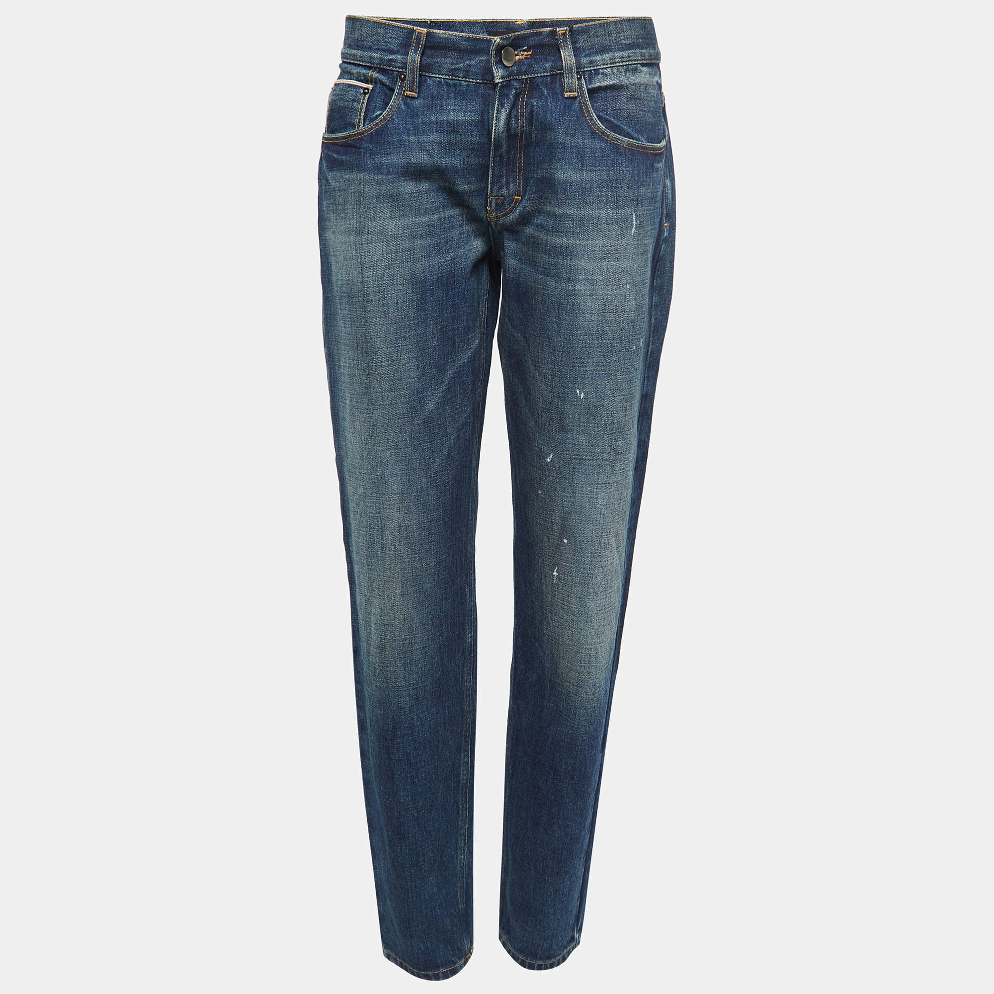 Pre Owned Victoria Beckham Blue Denim Boyfriend Jeans S Waist 27"