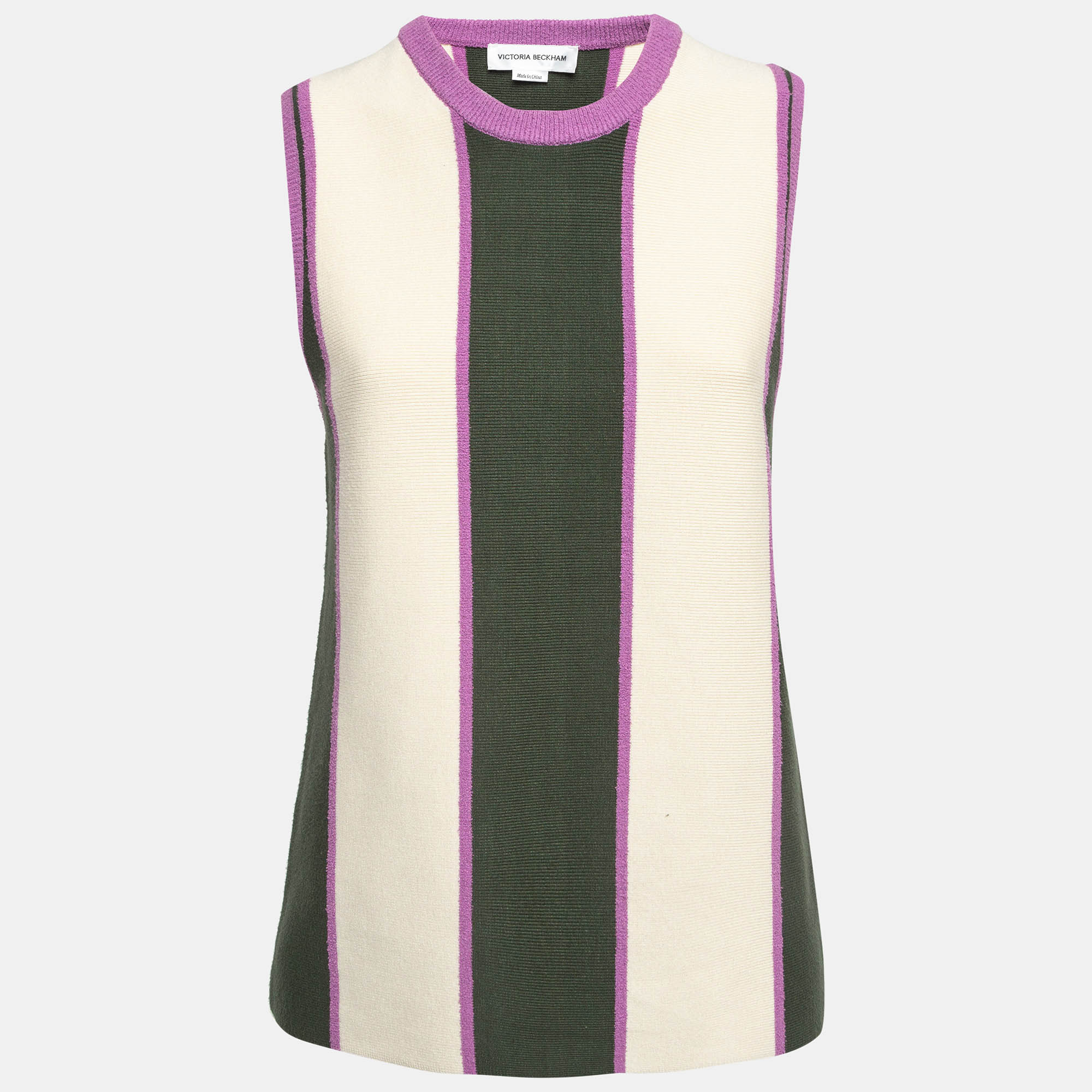 Pre Owned Victoria Beckham Multicolor Knit Sleeveless Tank Top M
