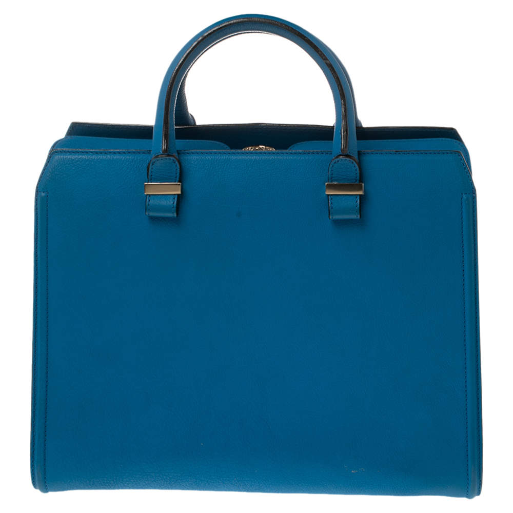Pre Owned Victoria Beckham Blue Leather Victoria Tote 