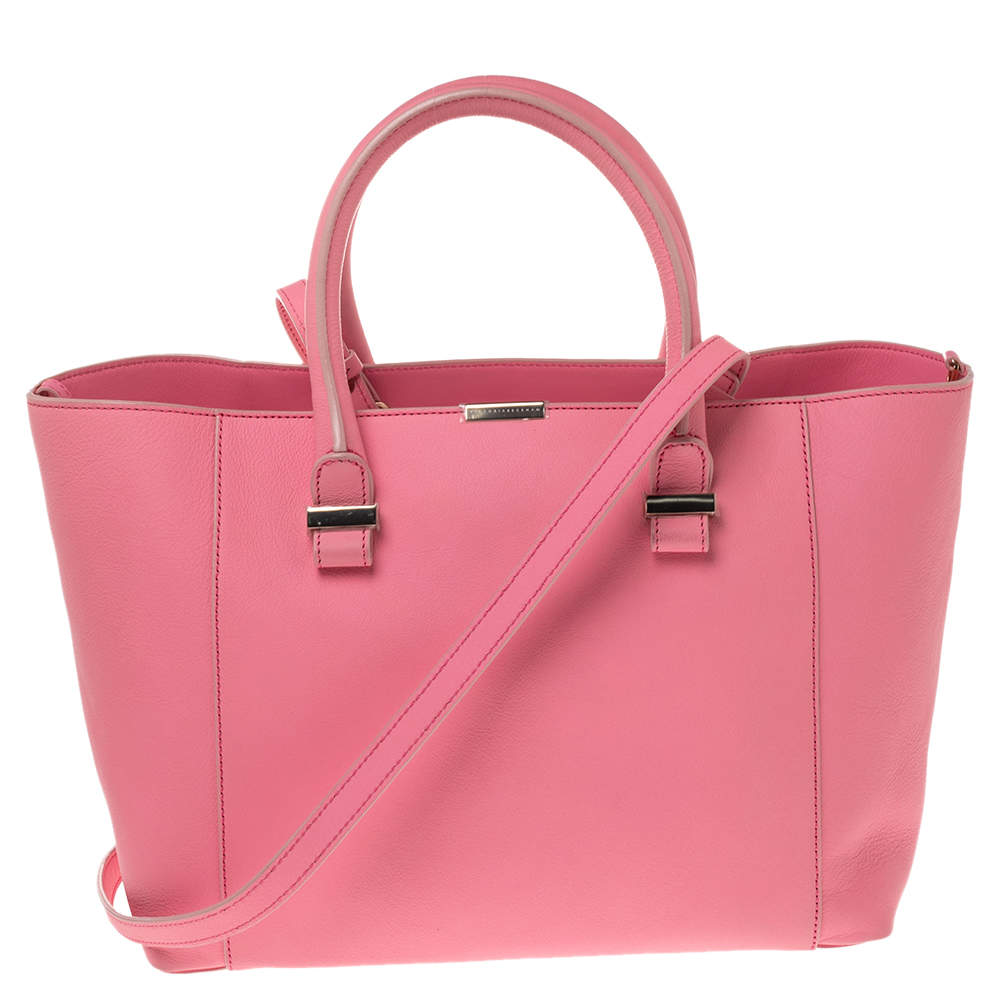 Pre Owned Victoria Beckham Candy Pink Leather Quincy Tote