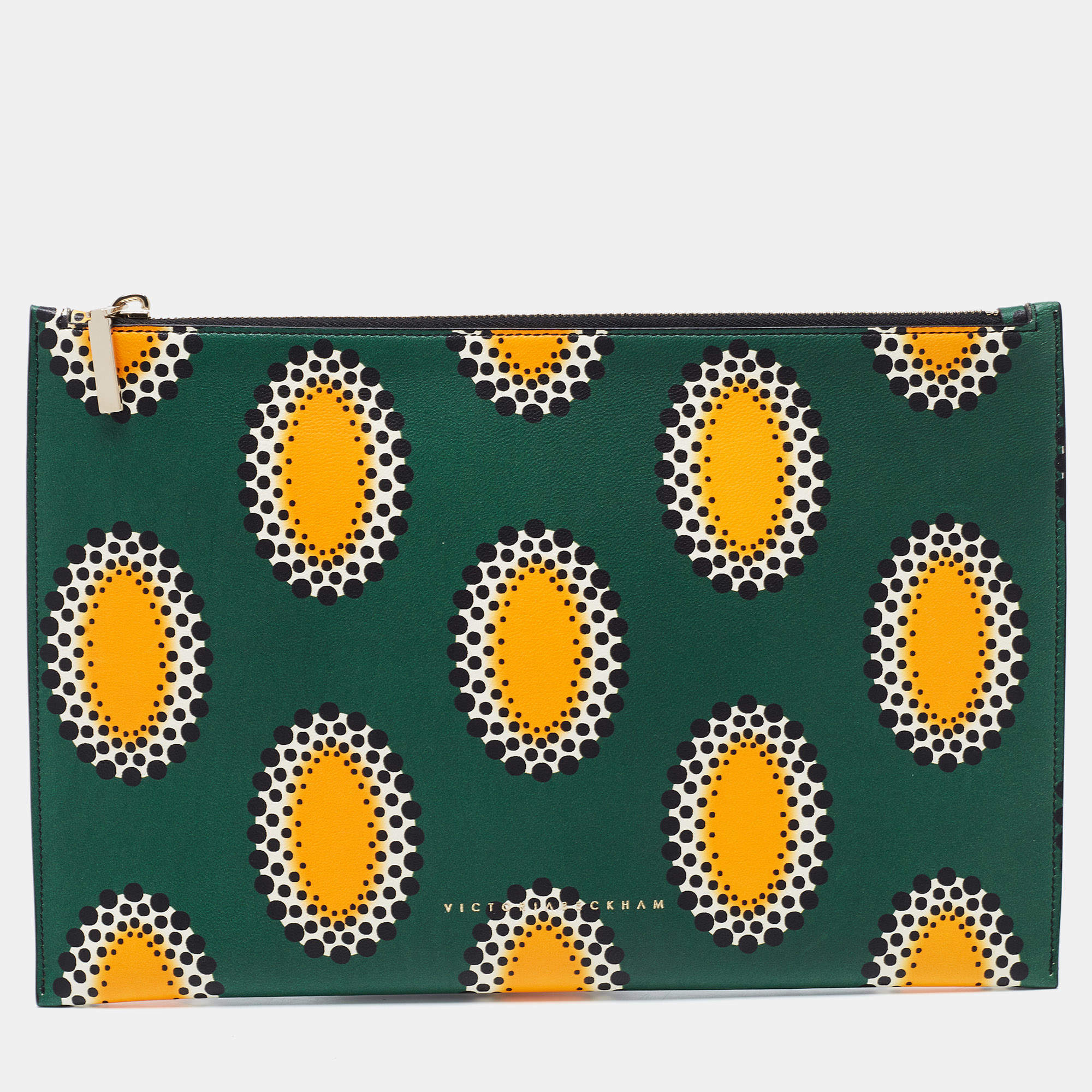 Pre Owned Victoria Beckham Multicolour Printed Leather Small Zip Pouch